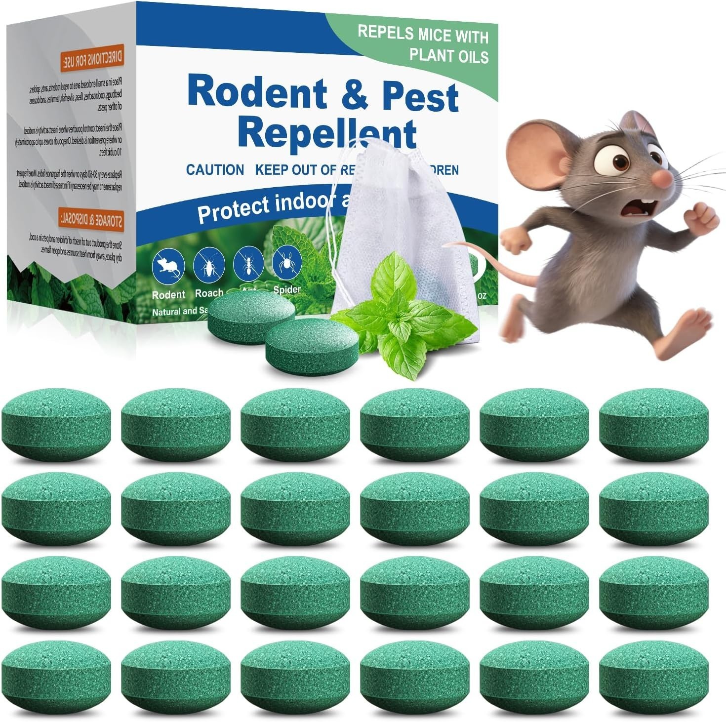 NEW 24 PCS Mouse Rodent Repellent Peppermint Oil Moth Balls for Rats, Squirrels