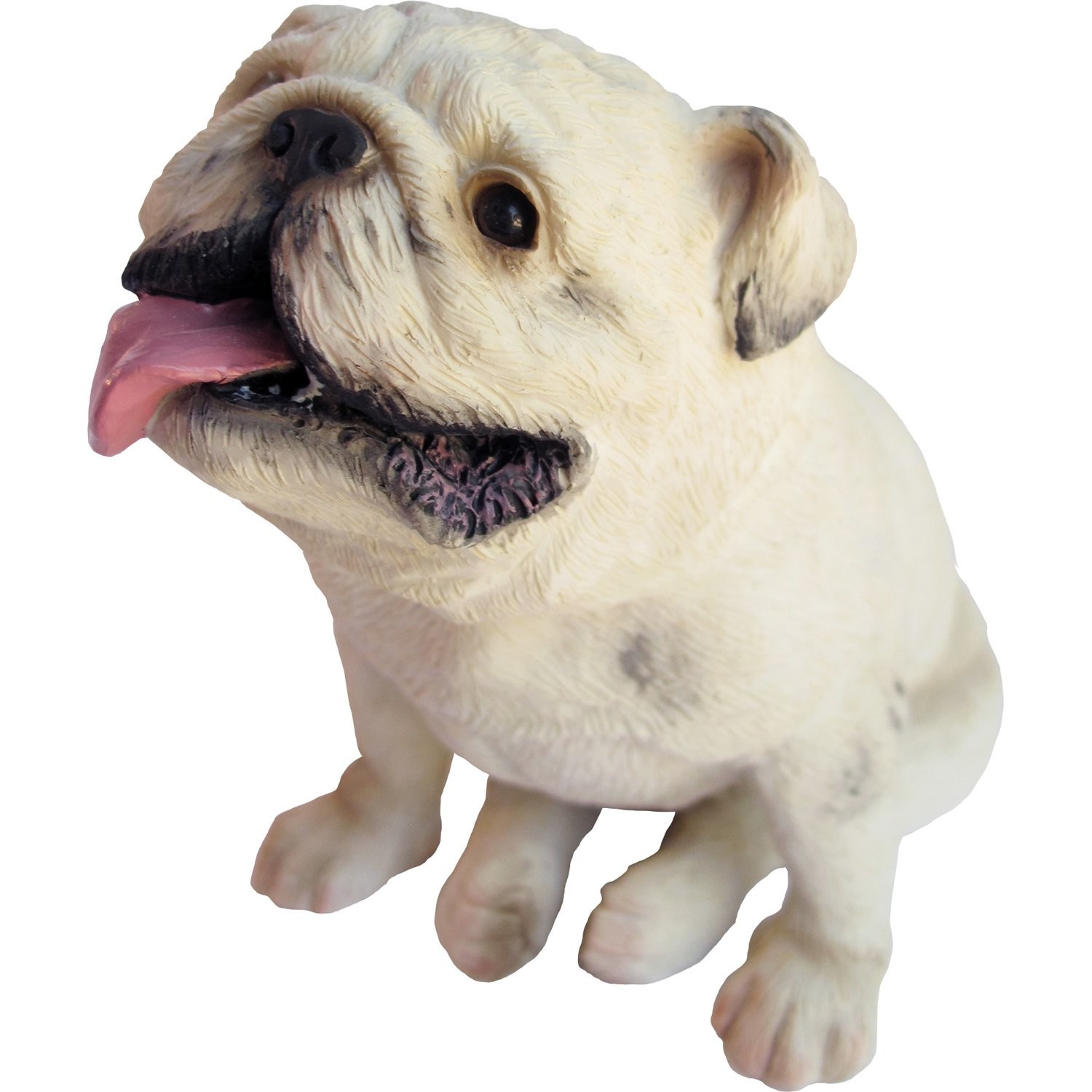 Sandicast Sculpture, Medium, Sitting White Bulldog Mid Size
