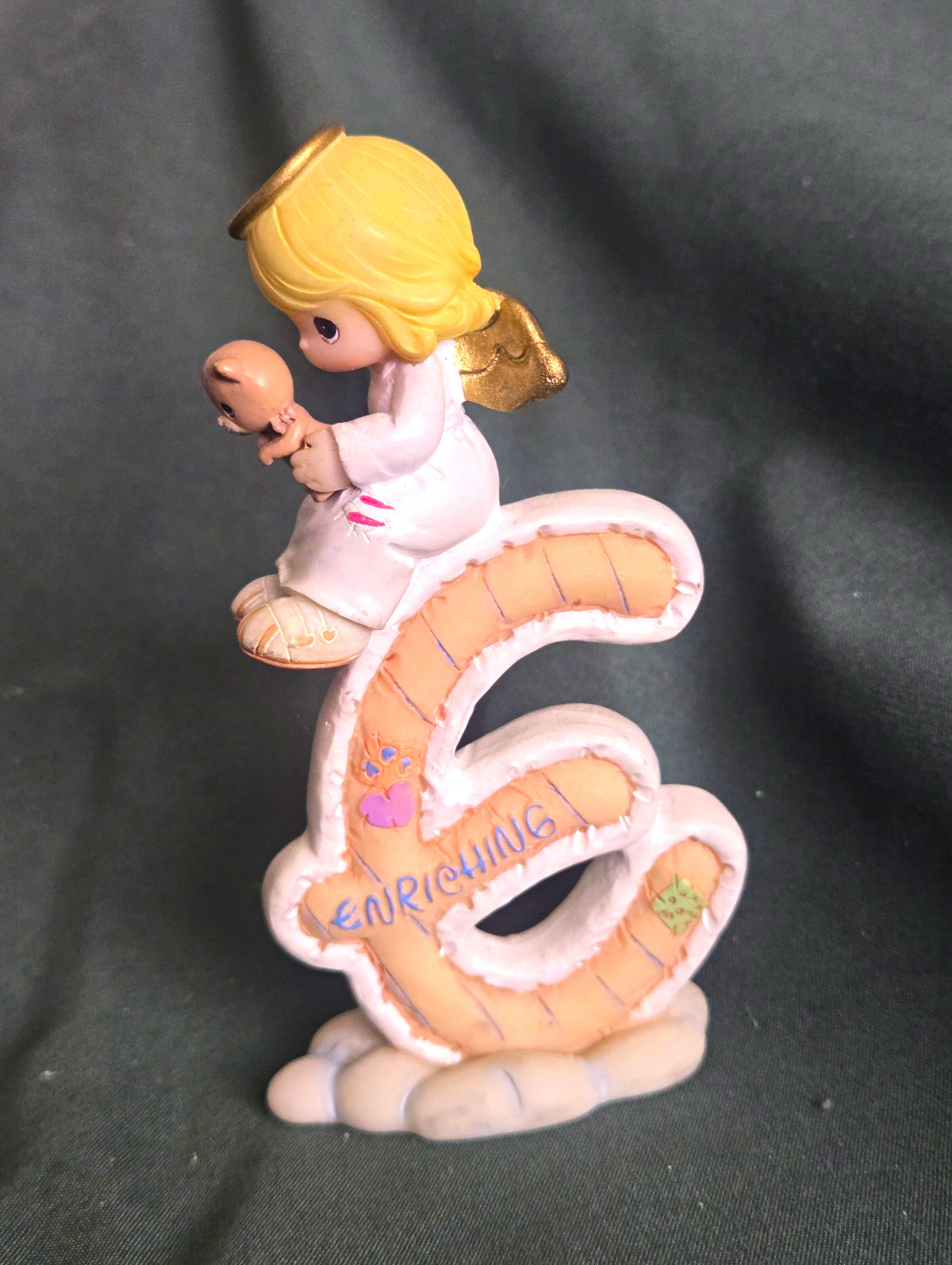 Enesco Precious Moments 2002 Angel Resin Figurine Holding Teddy Bear \