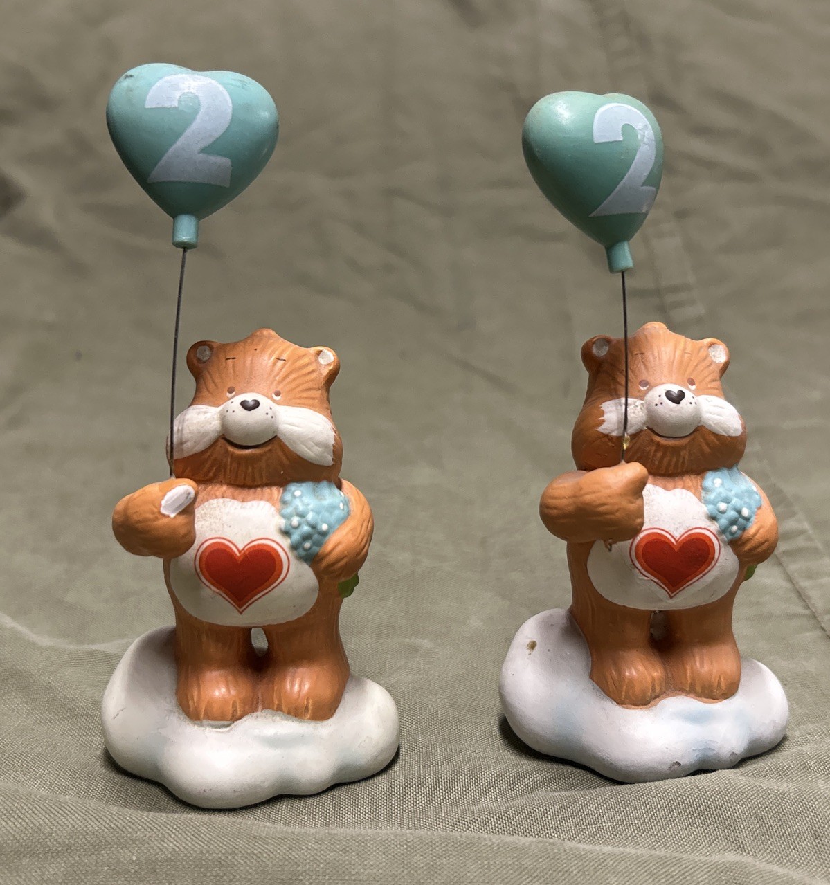 TWO Vintage 1980s Care Bears Ceramic Birthday Balloon Figures TWO Vintage 1980s Care Bears Ceramic Birthday Balloon Figures