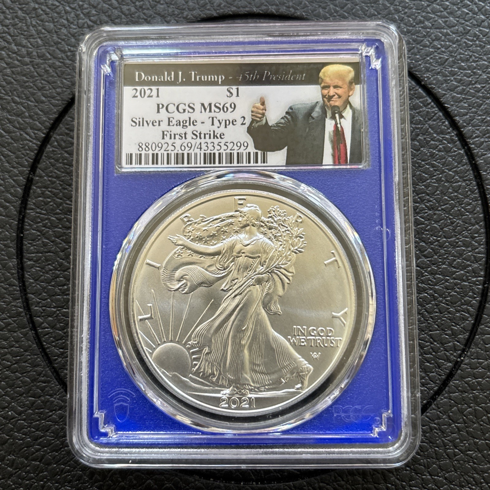 2021 American Silver Eagle Type 2 PCGS MS69 First Strike Trump 45th President