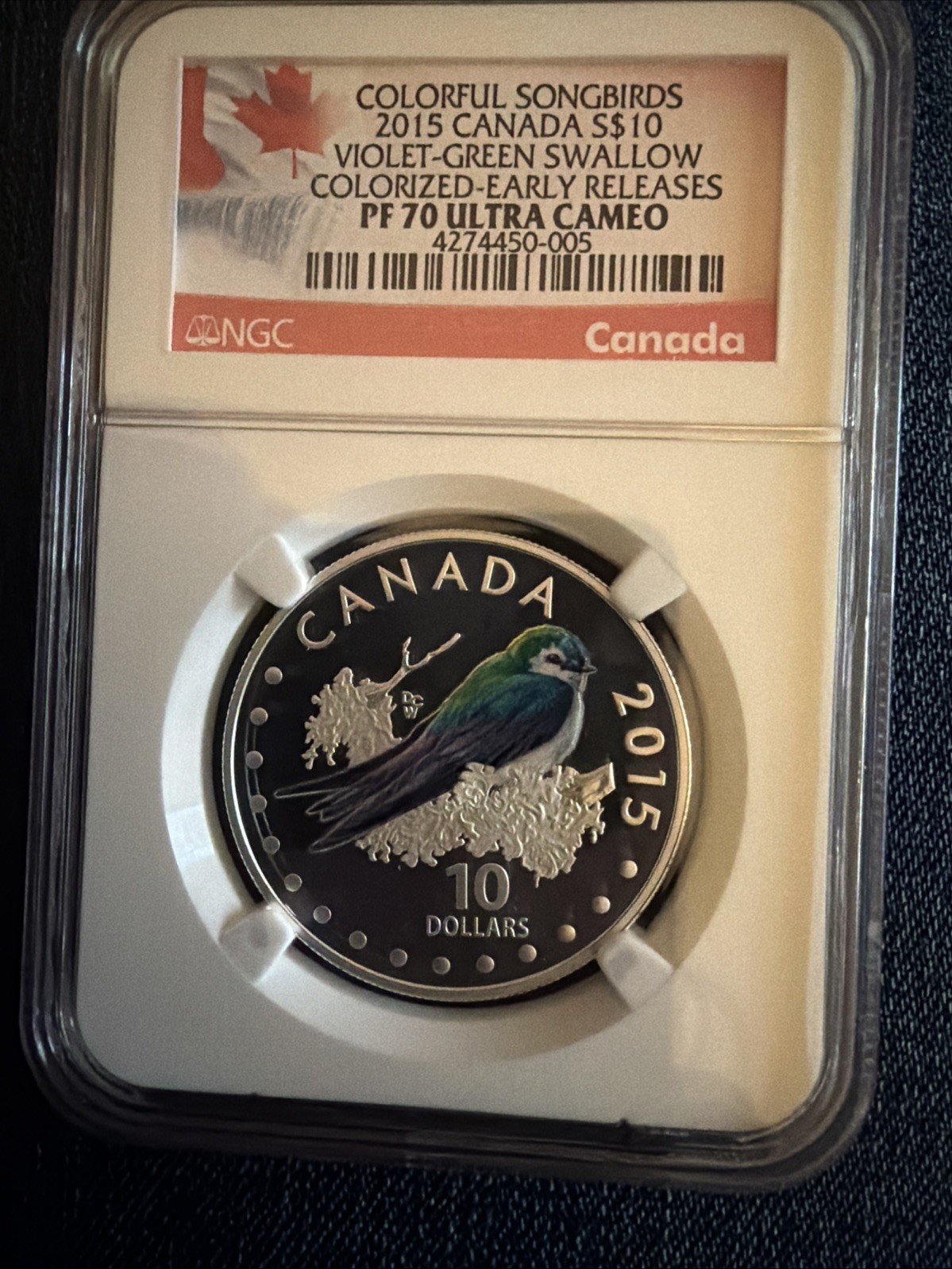Colorful Songbirds 2015 Canada S $10 Colorized Early Release PF 70 Ultra Cameo