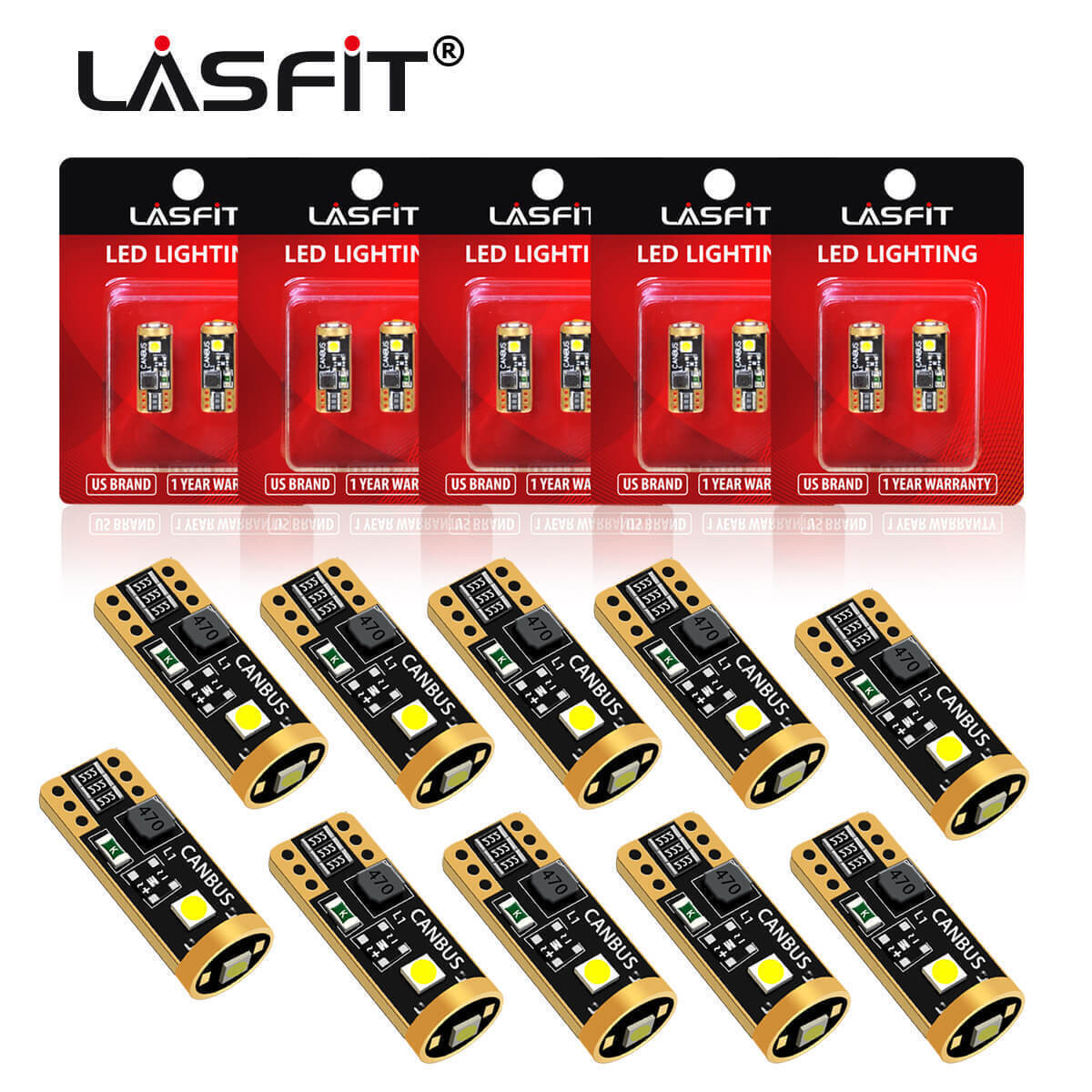 LASFIT T10 168 194 2825 LED Interior License Side Marker Map Courtesy Light Bulb