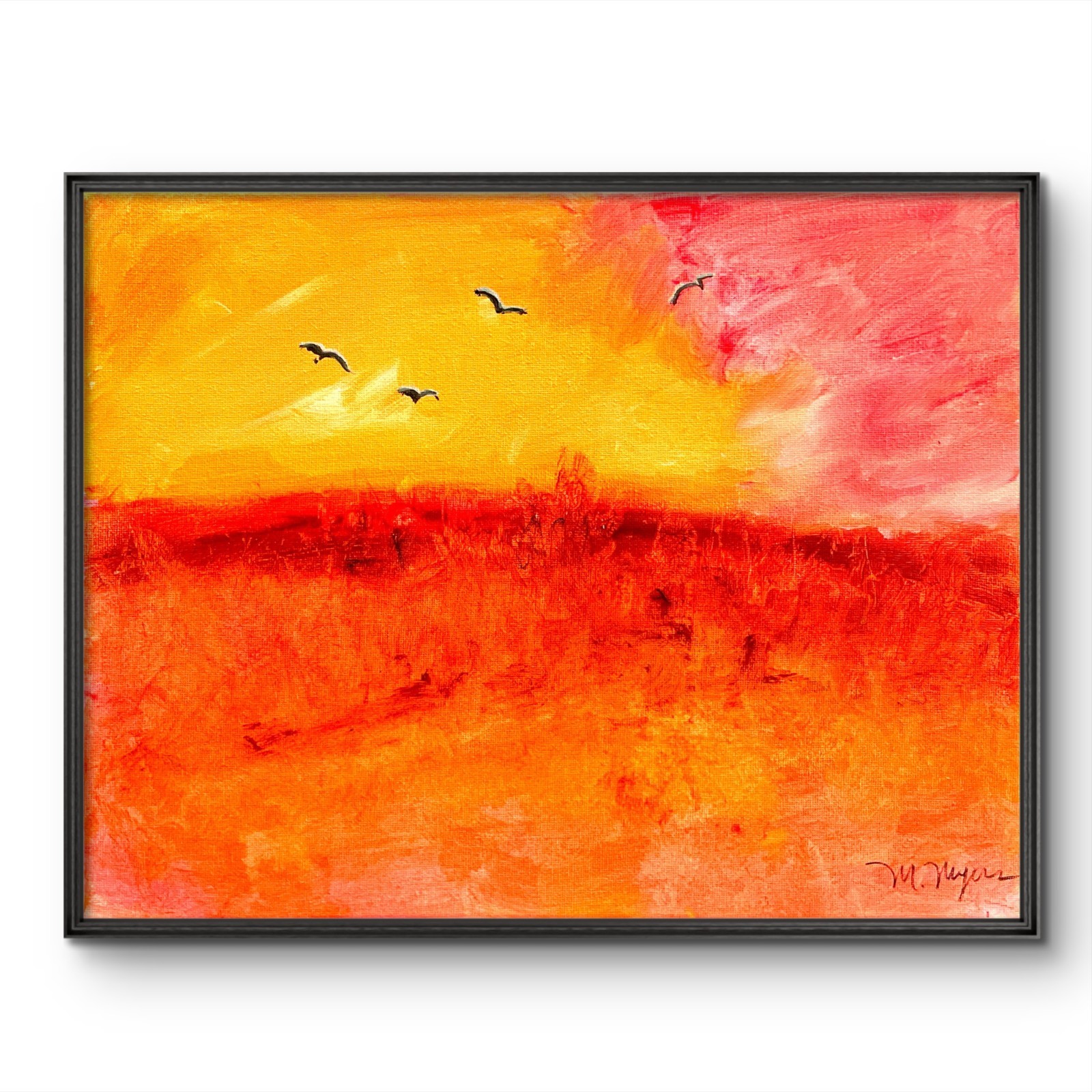 Mary Myers Original Impressionist Sunset Landscape Painting 11x14 Acrylic Canvas