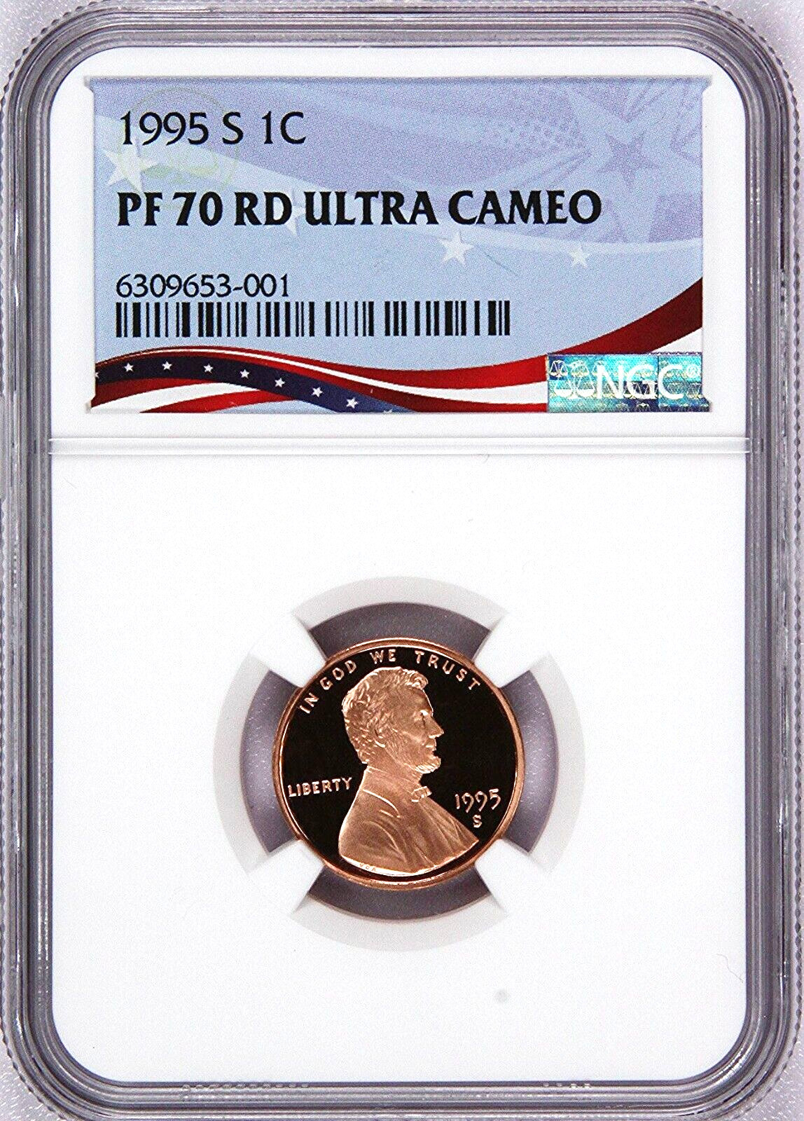 1995-S Lincoln Cent Graded PF70RD Ultra Cameo by NGC - Registry Quality Coin