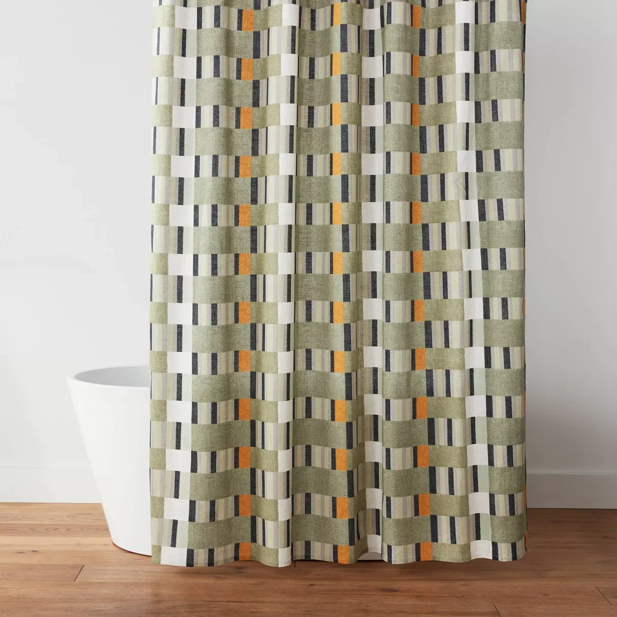 Broken Stripe Shower Curtain Green - Threshold NEW