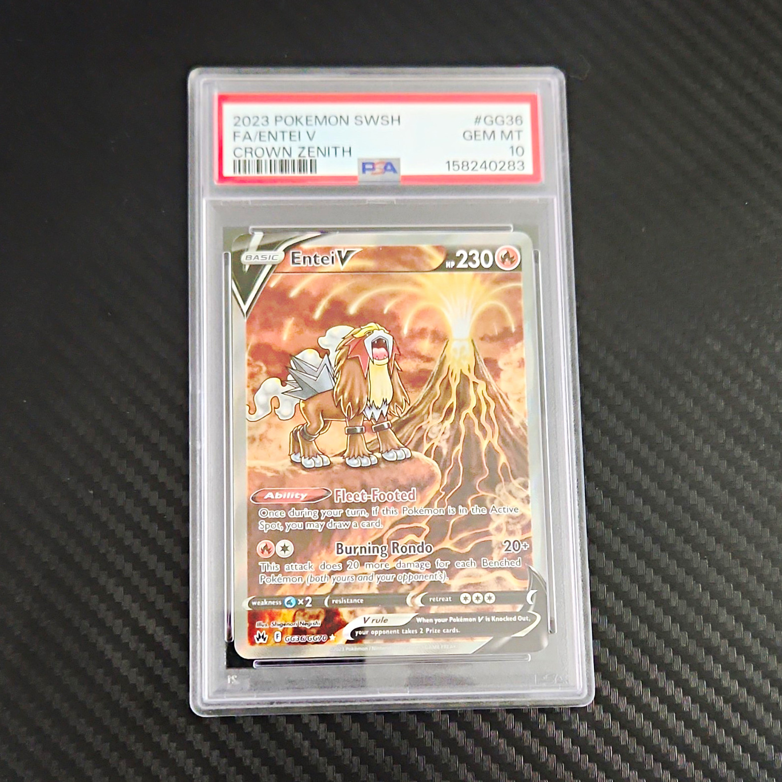 Pokémon TCG Crown Zenith Galarian Gallery Entei V GG36 PSA 10