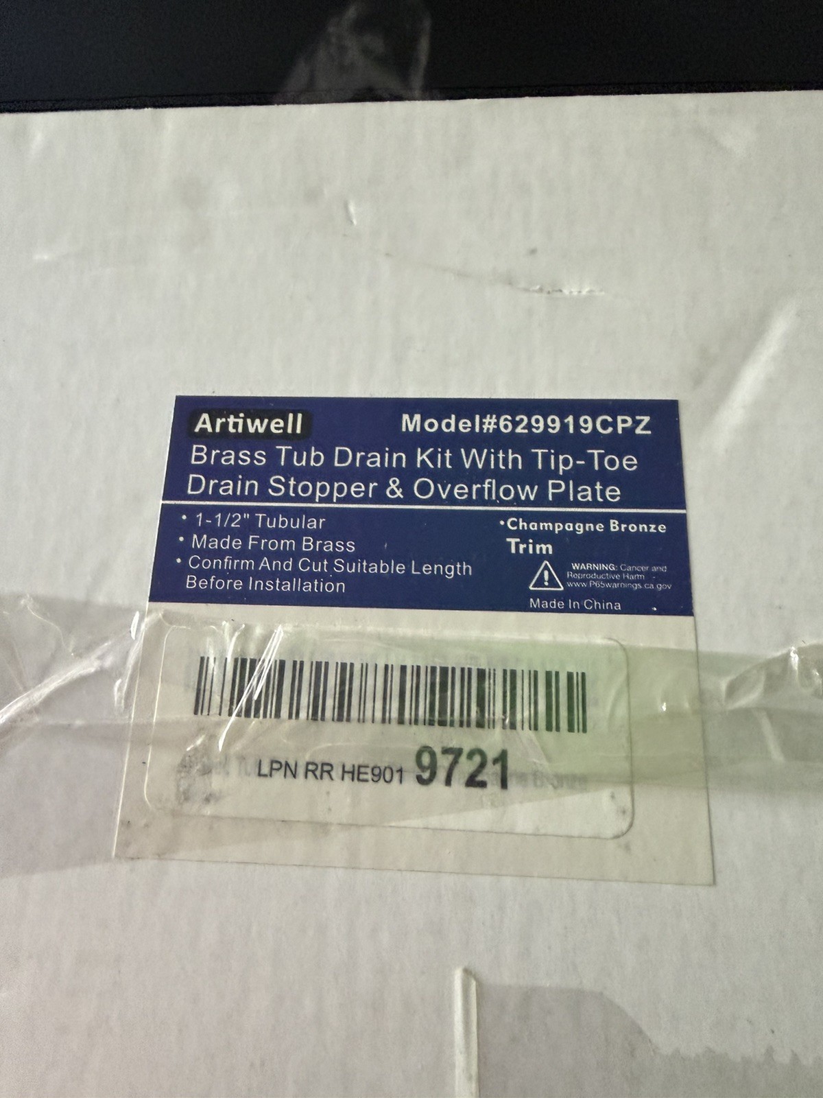 Artiwell 629919CPZ Brass Tub Plumbing Draining Drain Overflow Kit