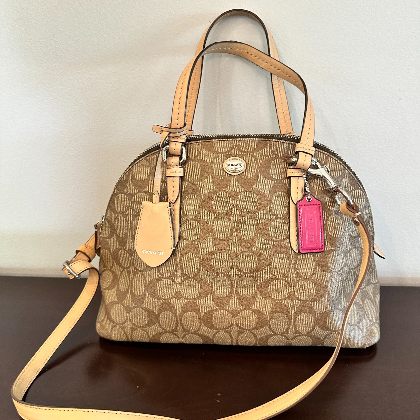 Coach Peyton Shoulder Bag Satchel Signature Cora Domed Monogram F26184