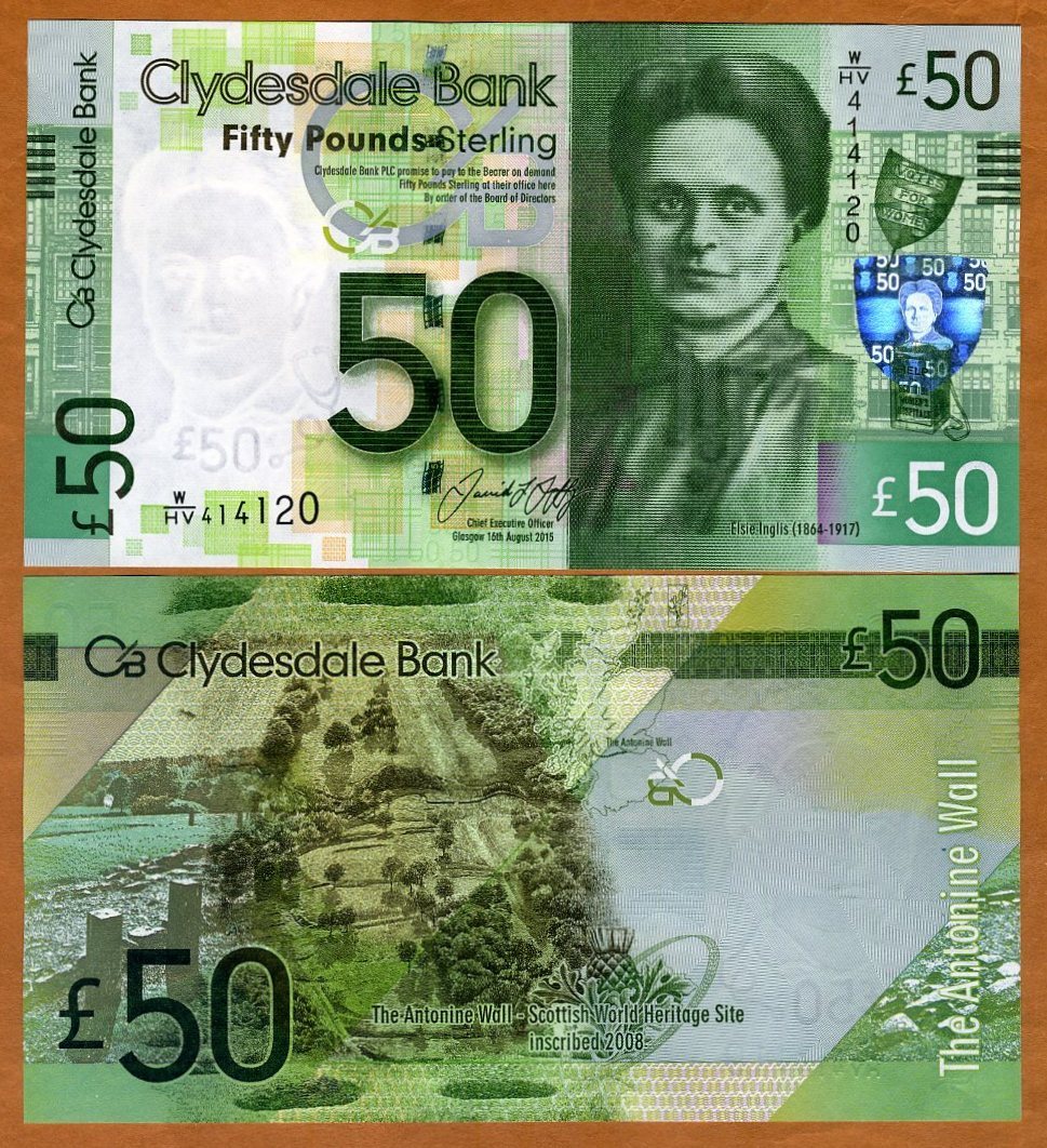 Scotland, Clydesdale Bank, 50 pounds,  2015, P-229L, UNC