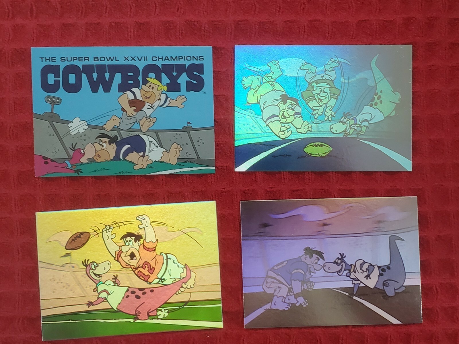 1993 THE FLINTSTONES NFL Trading Cards Chase Cards H1 H2 H3 T1 lot of 4 1993 THE FLINTSTONES NFL Trading Cards Chase Cards H1 H2 H3 T1 lot of 4