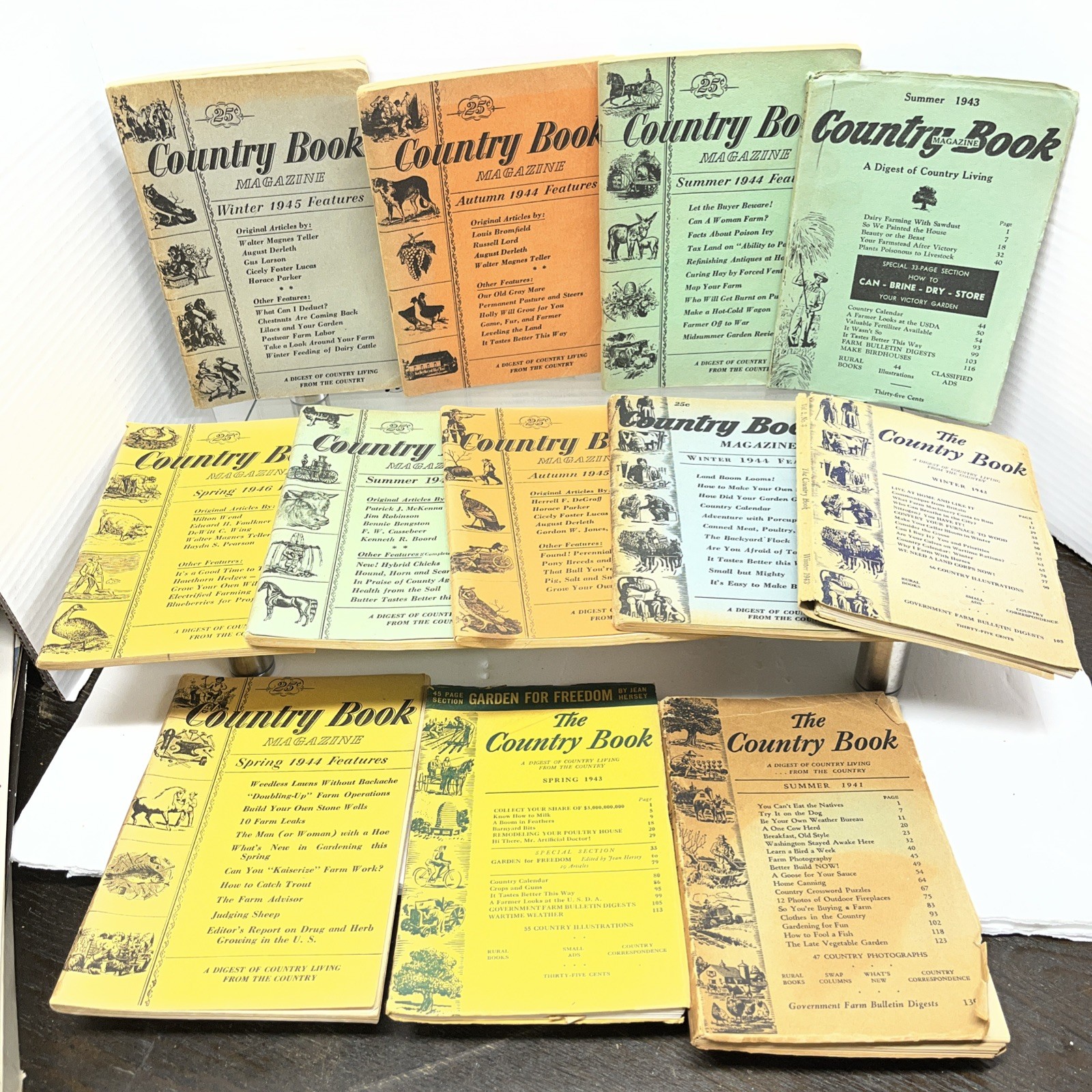 Set Of 12 Vintage Country Books And Magazines 1941, 1943, 1944, 1945, 1946 Set Of 12 Vintage Country Books And Magazines 1941, 1943, 1944, 1945, 1946