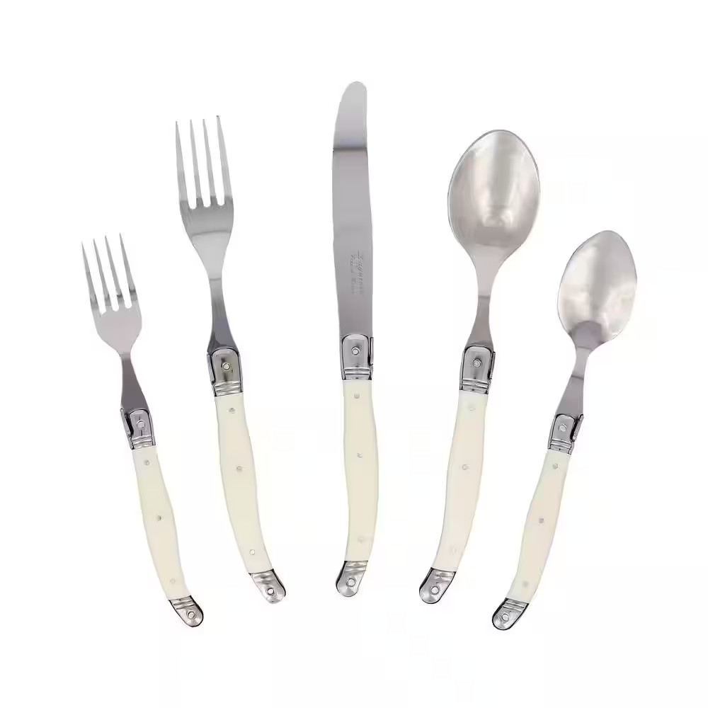 Laguiole 20-Piece Stainless Steel/Faux Ivory Flatware Set (Service for 4) NEW Laguiole 20-Piece Stainless Steel/Faux Ivory Flatware Set (Service for 4) NEW