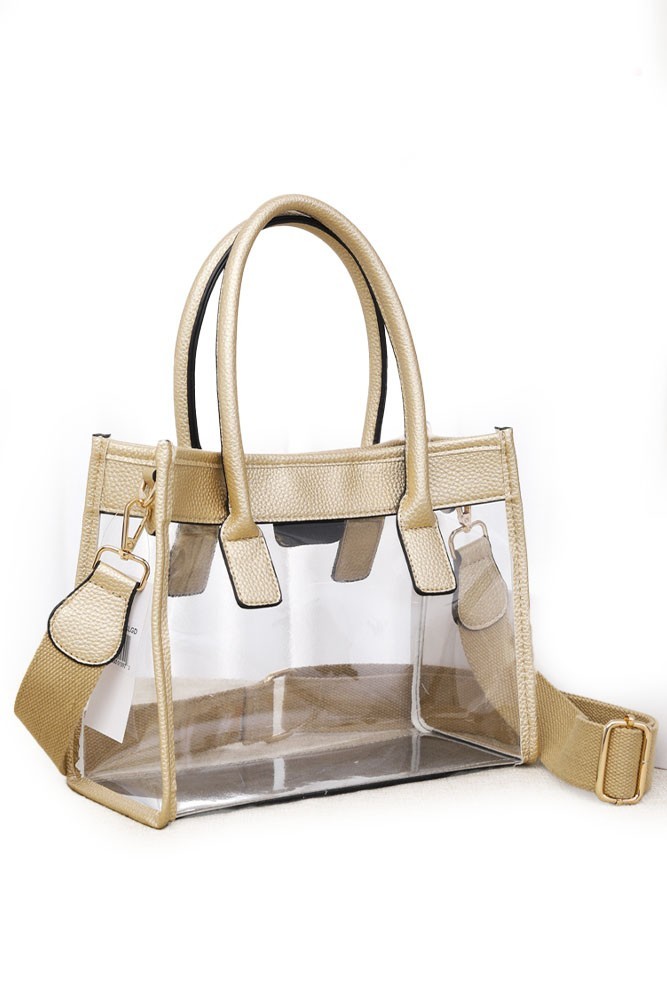 UNNI Transparent Clear Color Trim Stadium Approved Crossbody Shoulder Hand Bag UNNI Transparent Clear Color Trim Stadium Approved Crossbody Shoulder Hand Bag