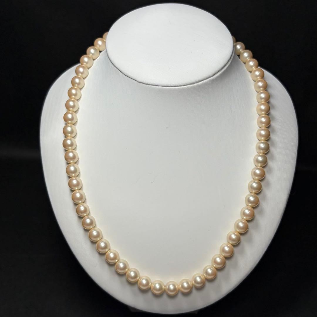 GENUINE JAPANESE AKOYA PEARL NECKLACE 6.9-7.0MM SILVER CLASP 41CM JAPAN