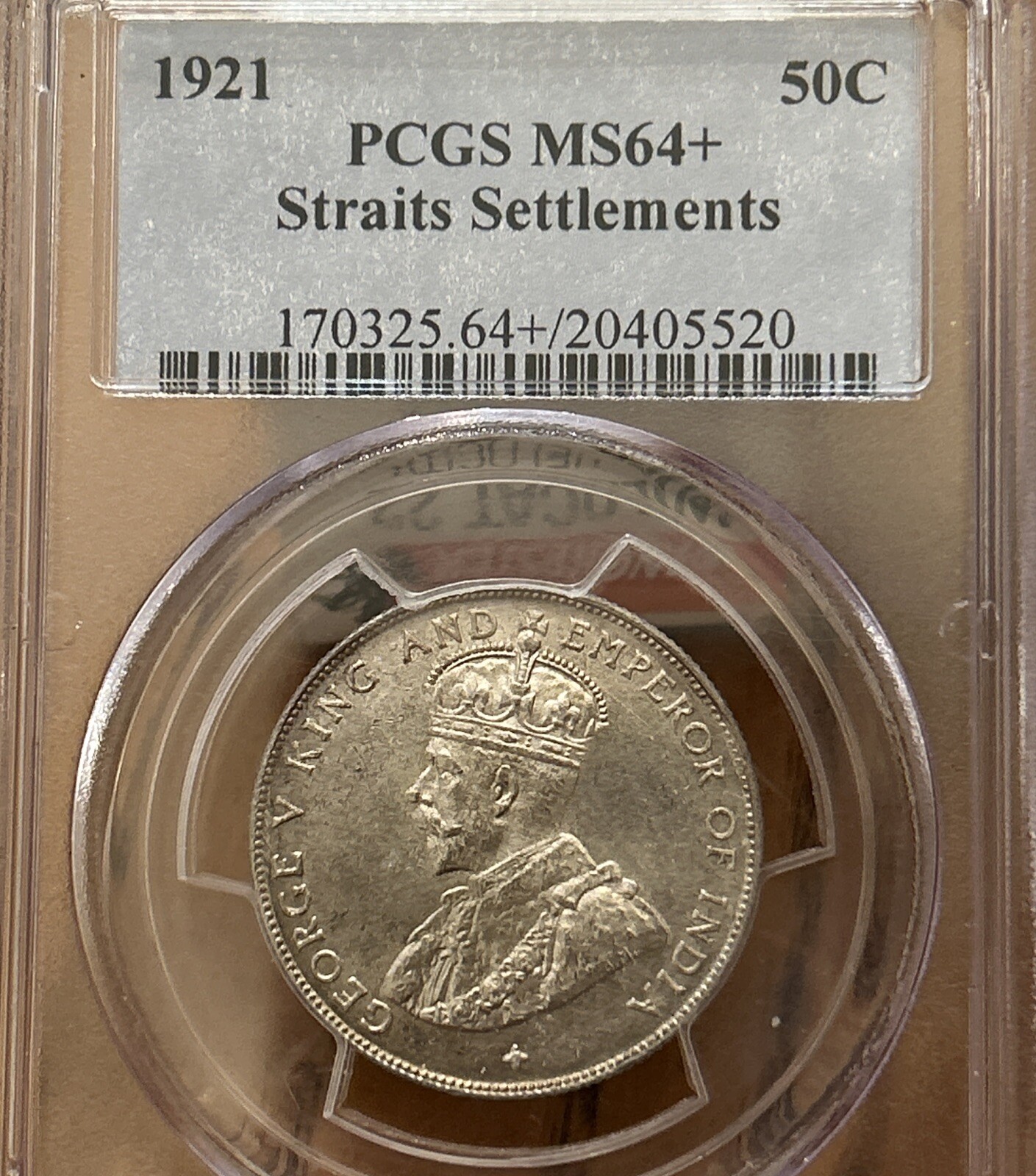 1921 Straits Settlements (Singapore) Silver 50 Cent MS 64+ Rare High Grade 1921 Straits Settlements (Singapore) Silver 50 Cent MS 64+ Rare High Grade