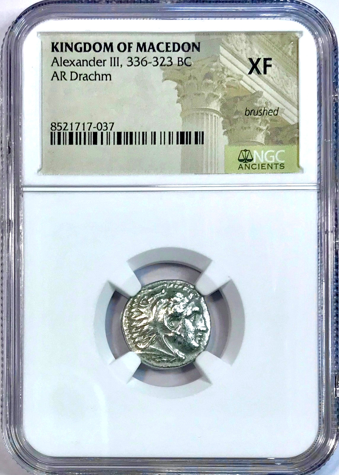 336-323 BC Macedon Macedonia Alexander III Ancient Greek Silver Drachm NGC XF