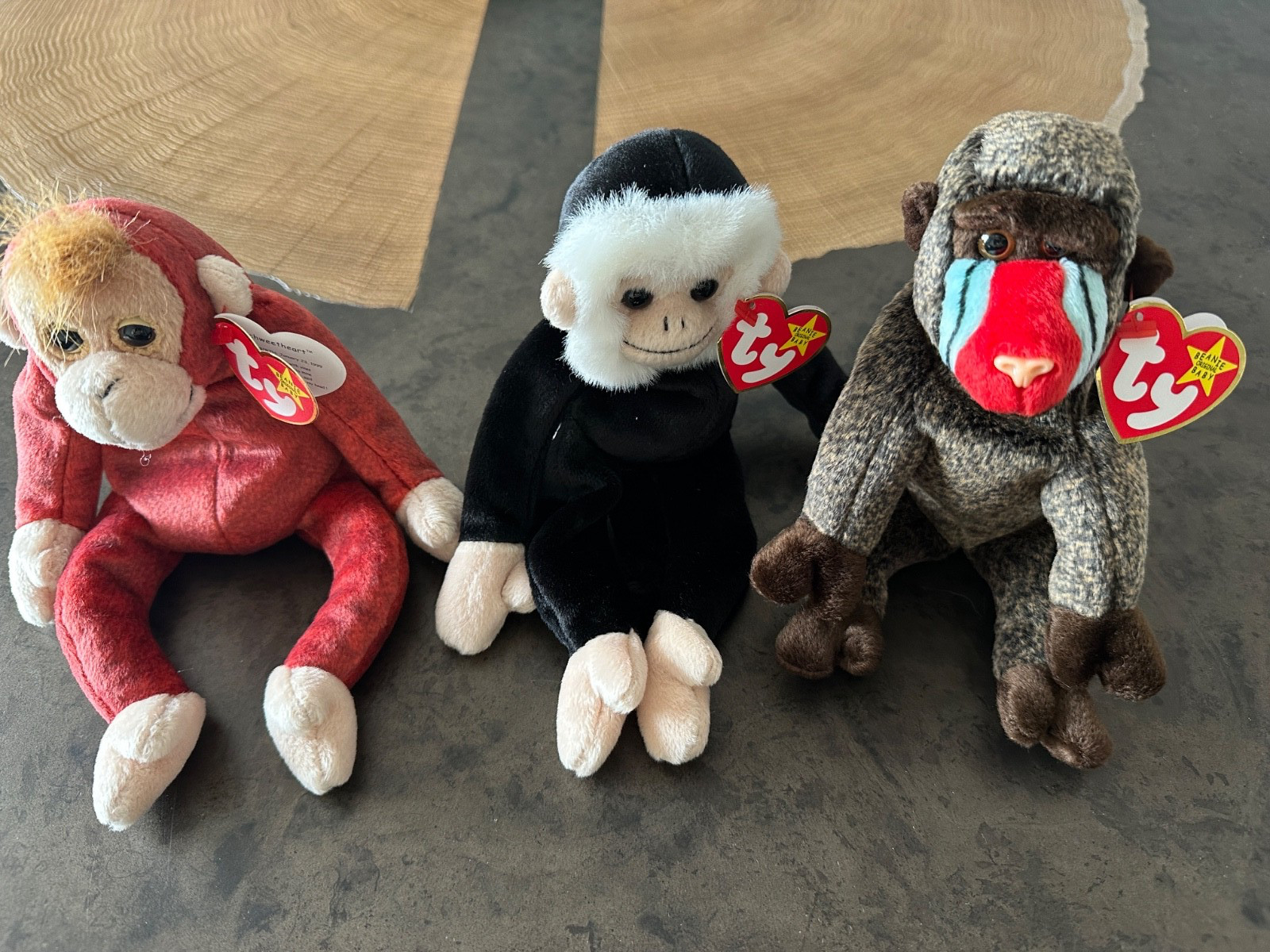 Ty Beanie Babies LOT MONKEYS Cheeks Mooch Schweetheart