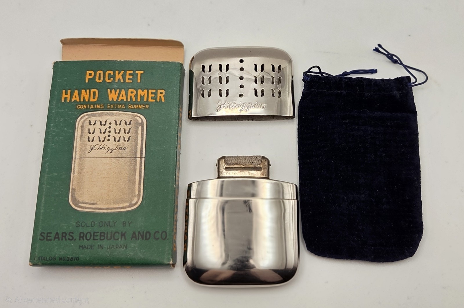 Vintage J.C. Higgins Pocket Hand Warmer Sears Roebuck Japan With Box Pouch