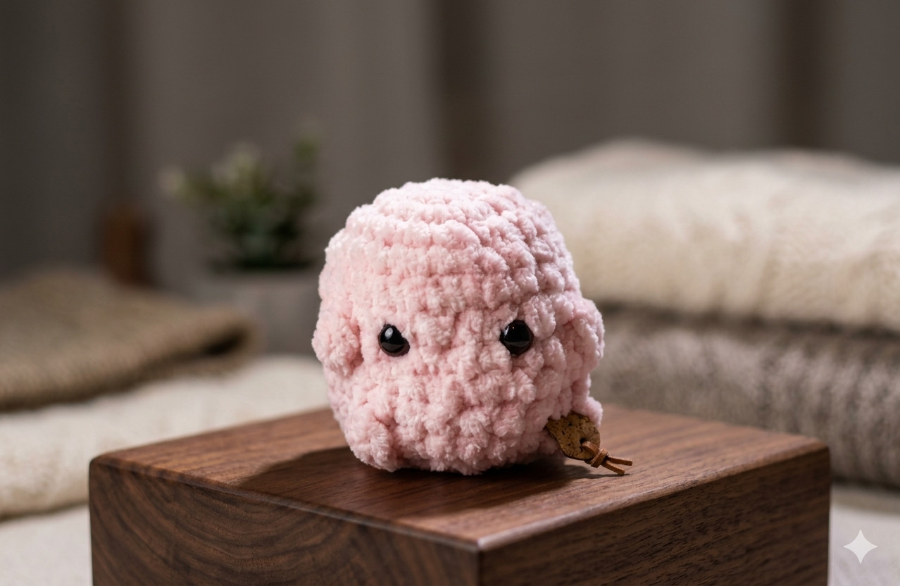Cute pink Crochet Amigurumi Blob Plush Handmade Yarn Animal Aesthetic Desk Pet. Cute pink Crochet Amigurumi Blob Plush Handmade Yarn Animal Aesthetic Desk Pet.