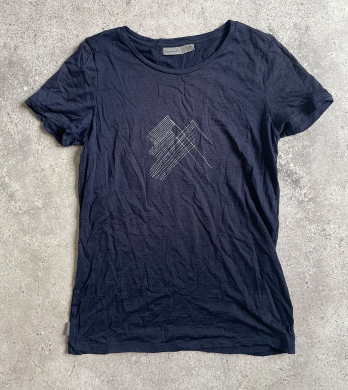 Icebreaker Womens Merino Wool T Shirt Size M Navy Blue Graphic Top Outdoor Tee