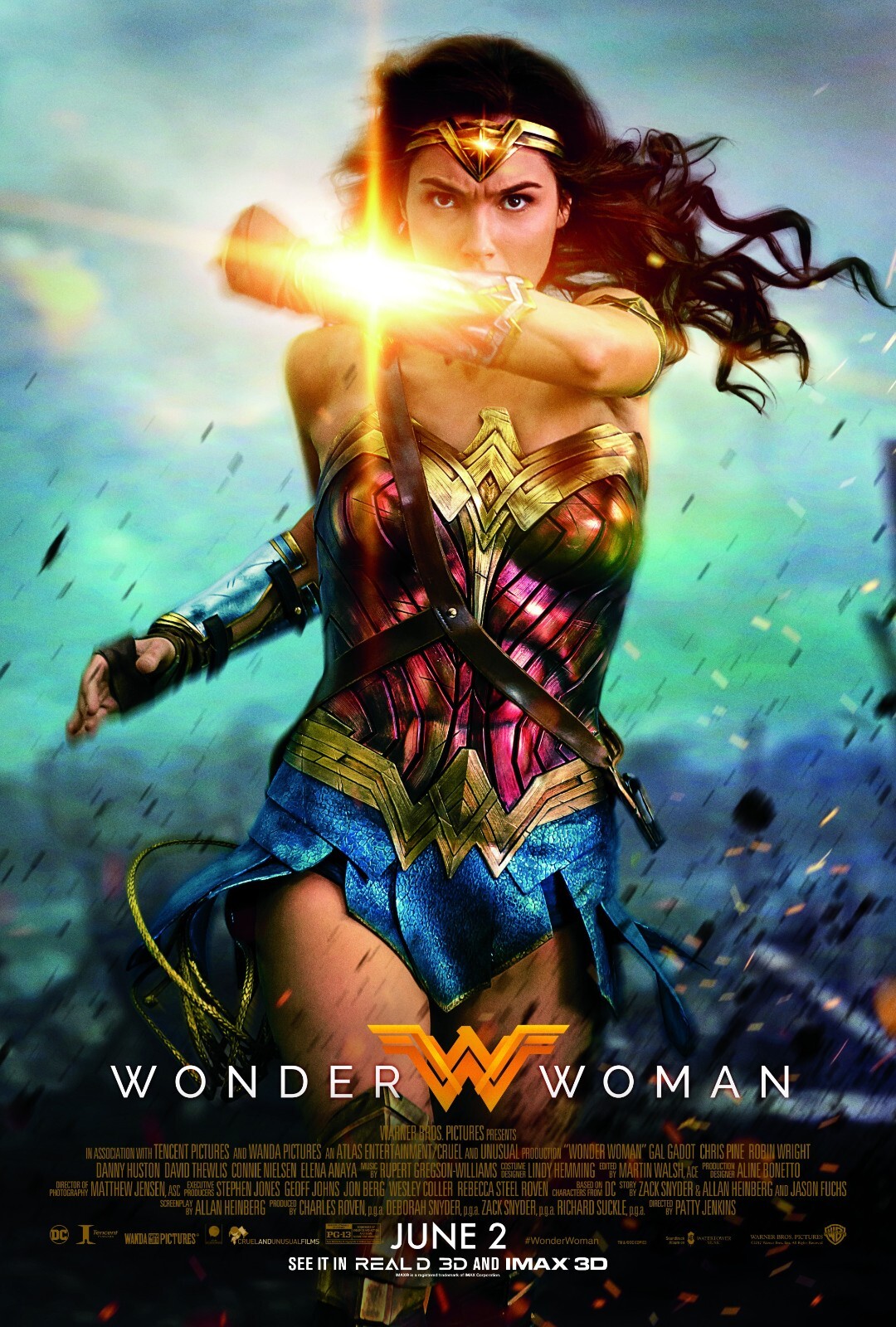 2017 Wonder Woman Movie Poster 11X17 Gal Gadot Chris Pine DC Comics ⚡🍿