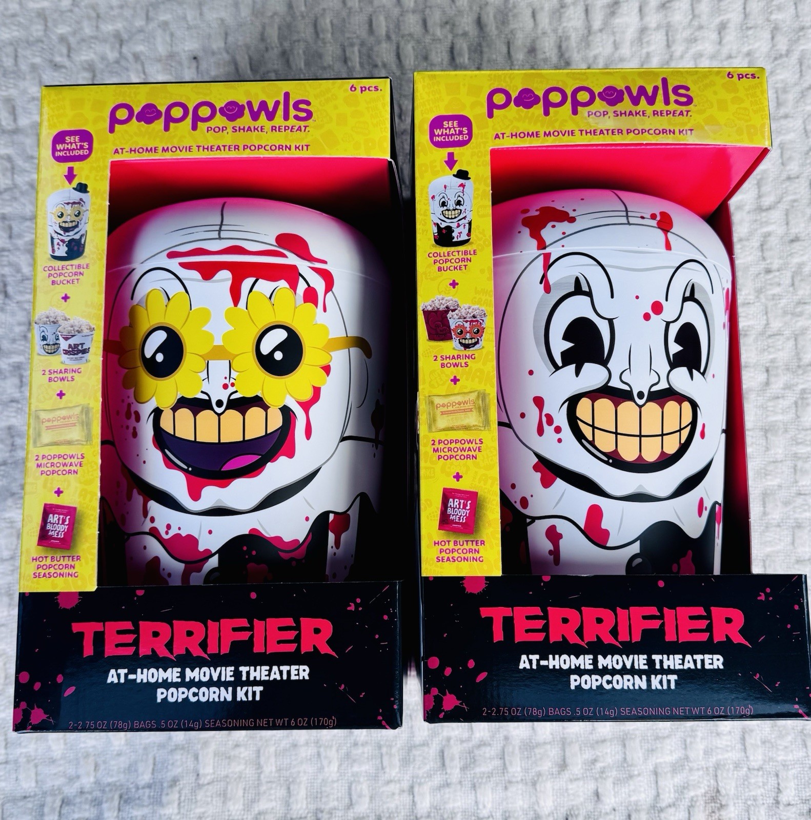 Poppowls - Terrifier / Art CLOWN - Collectible Popcorn Bucket Kits Lot Of 2 NEW