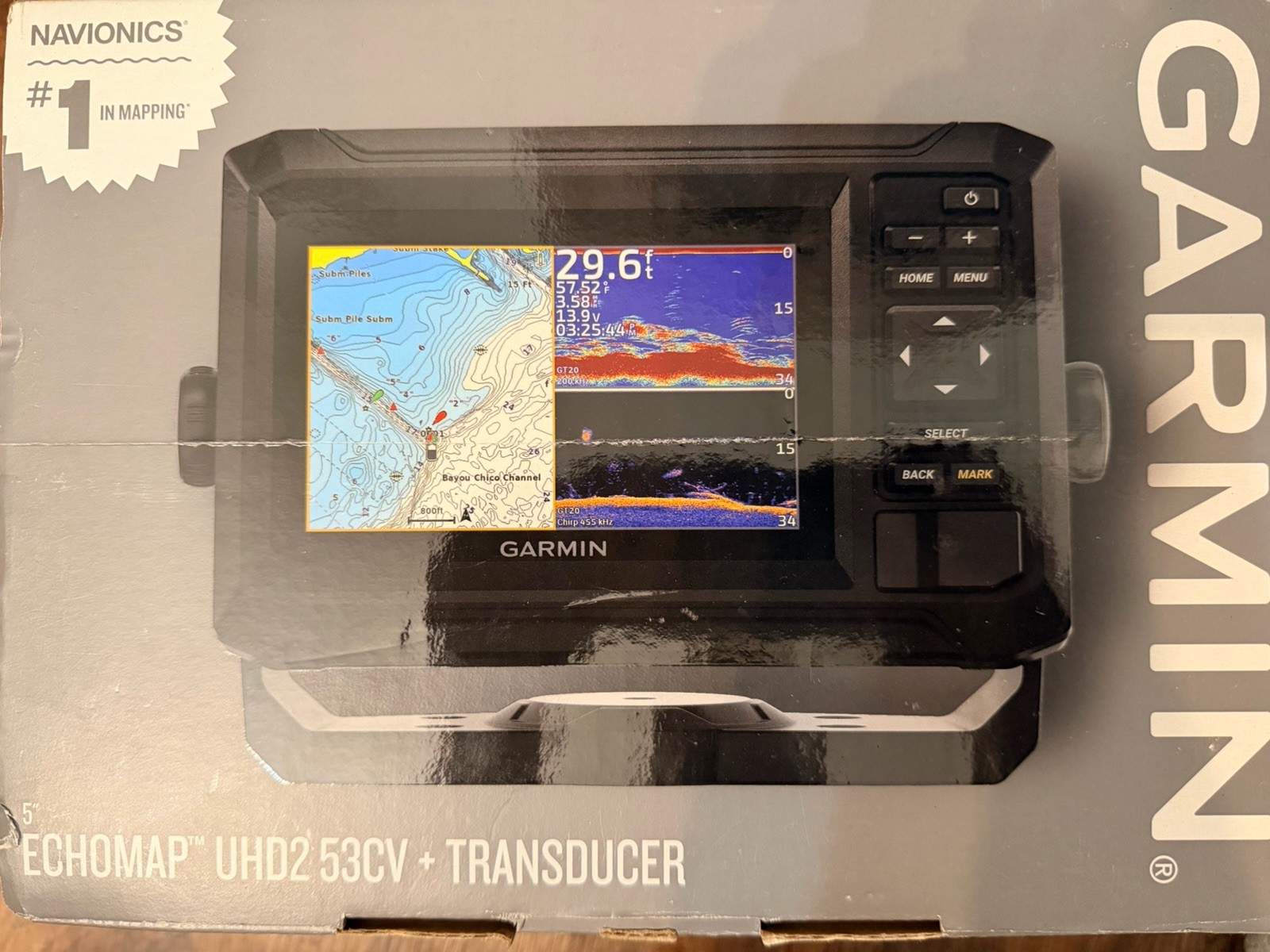 GARMIN ECHOMAP UHD2 53CV CHARTPLOTTER FISHFINDER COMBO W/GT20-TM 010-02590-51 GARMIN ECHOMAP UHD2 53CV CHARTPLOTTER FISHFINDER COMBO W/GT20-TM 010-02590-51
