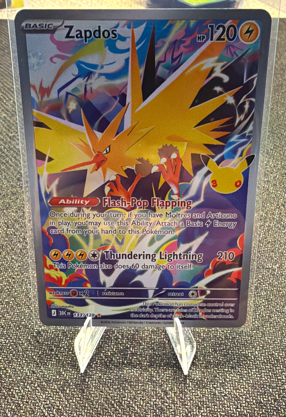 Zapdos 133/128 Me: 30th Celebration Holo Zapdos 133/128 Me: 30th Celebration Holo