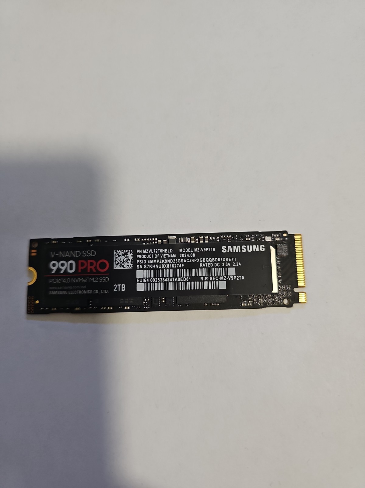 Samsung 990 PRO 2TB NVMe PCIe 4.0 M.2 2280 (MZ-V9P2T0B/AM) Internal SSD