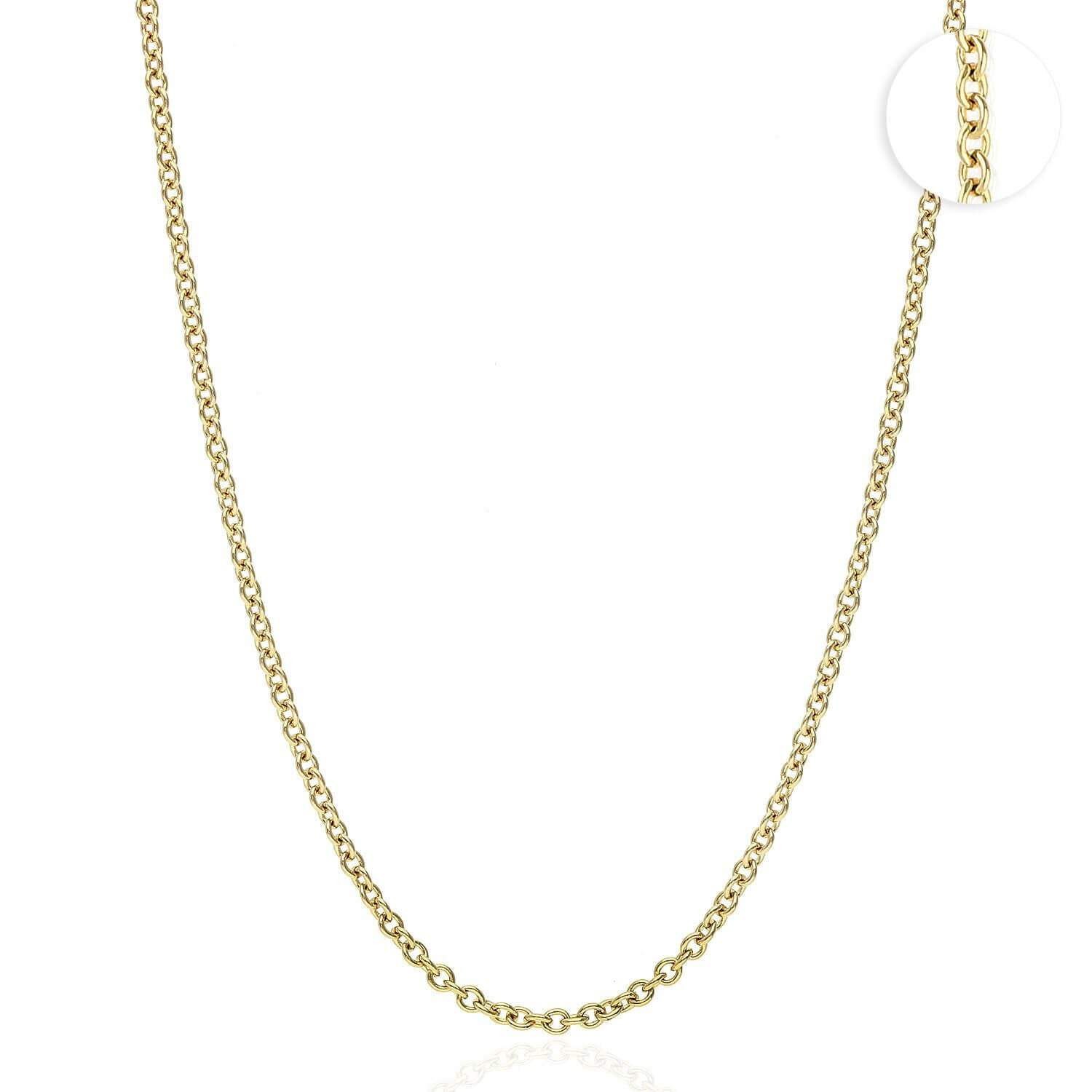 18K Yellow Gold 2mm Cable Chain (Solid Links) 16\