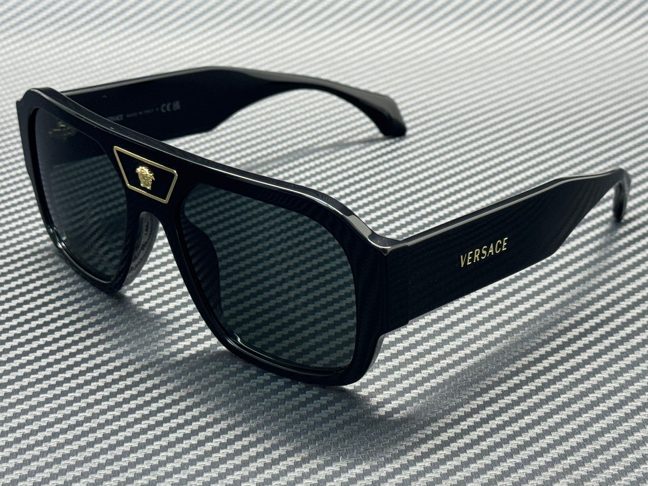 VERSACE VE4508U GB1 87 Black Dark Grey Men\'s 56 mm Sunglasses