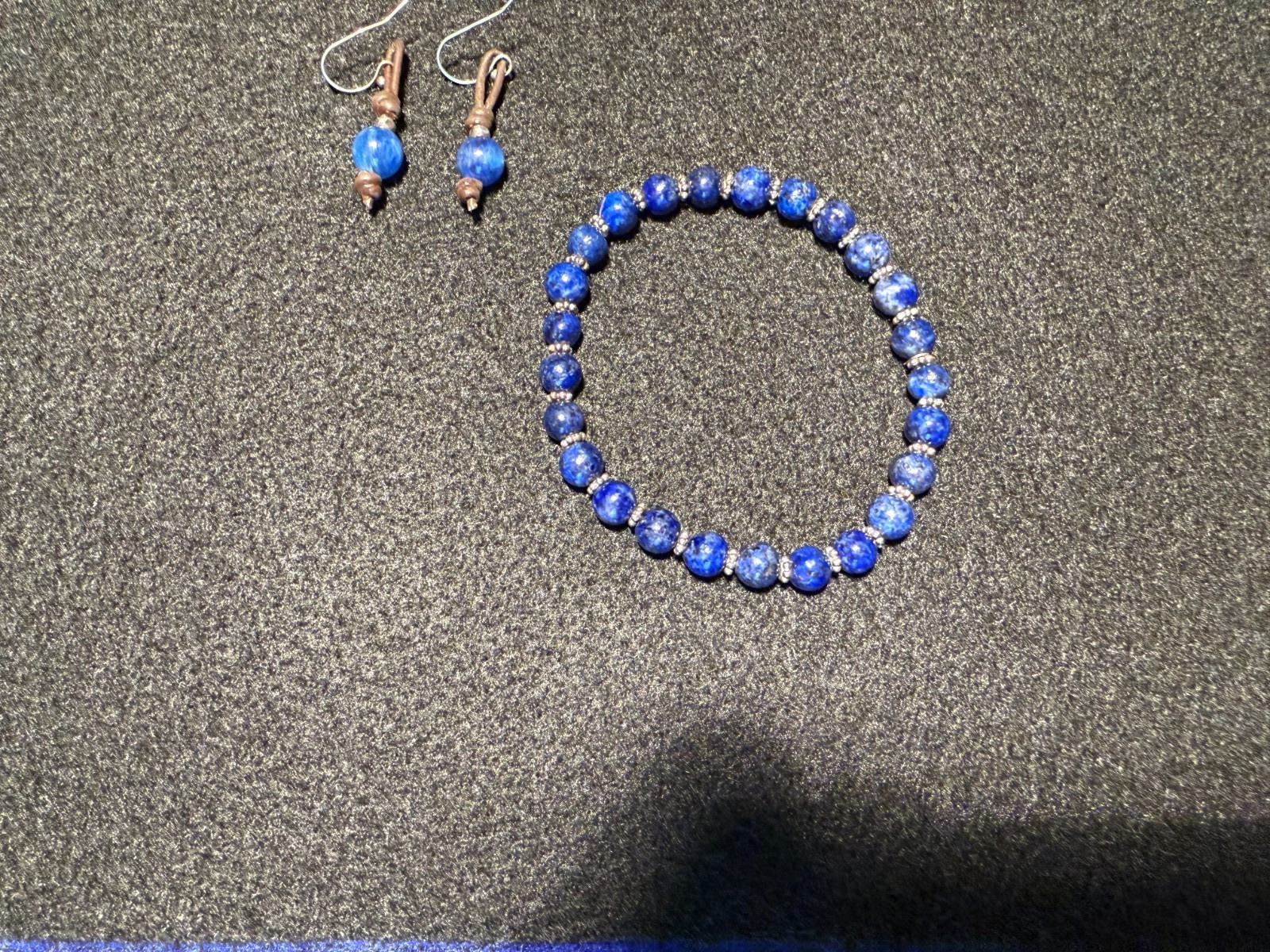 Sundance Catalog Drop Leather & Blue Stone Earrings with Matching Bracelet Sundance Catalog Drop Leather & Blue Stone Earrings with Matching Bracelet