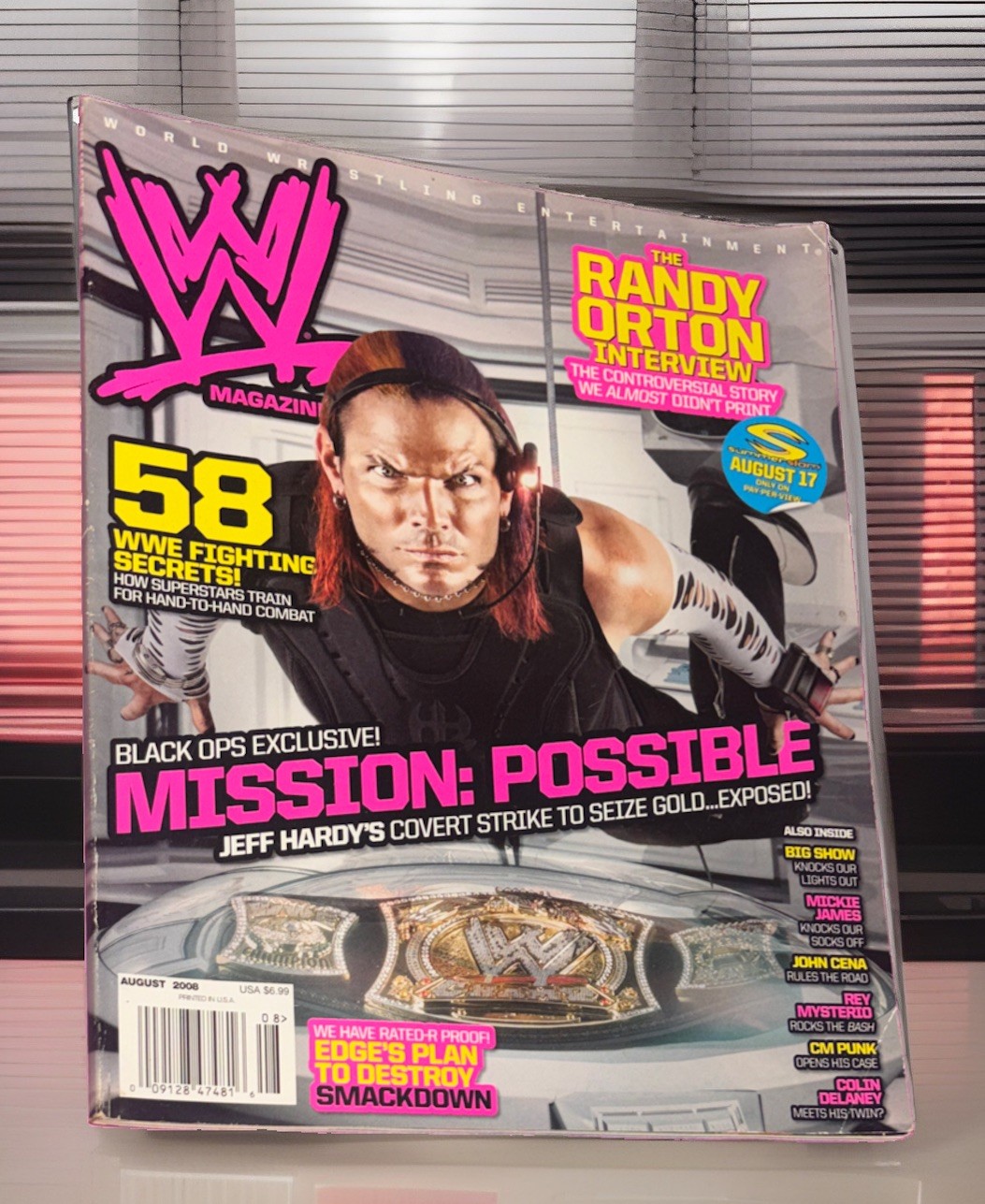 Vtg WWE Magazine August 2008 Jeff Hardy Cover Randy Orton John Cena Stone Cold