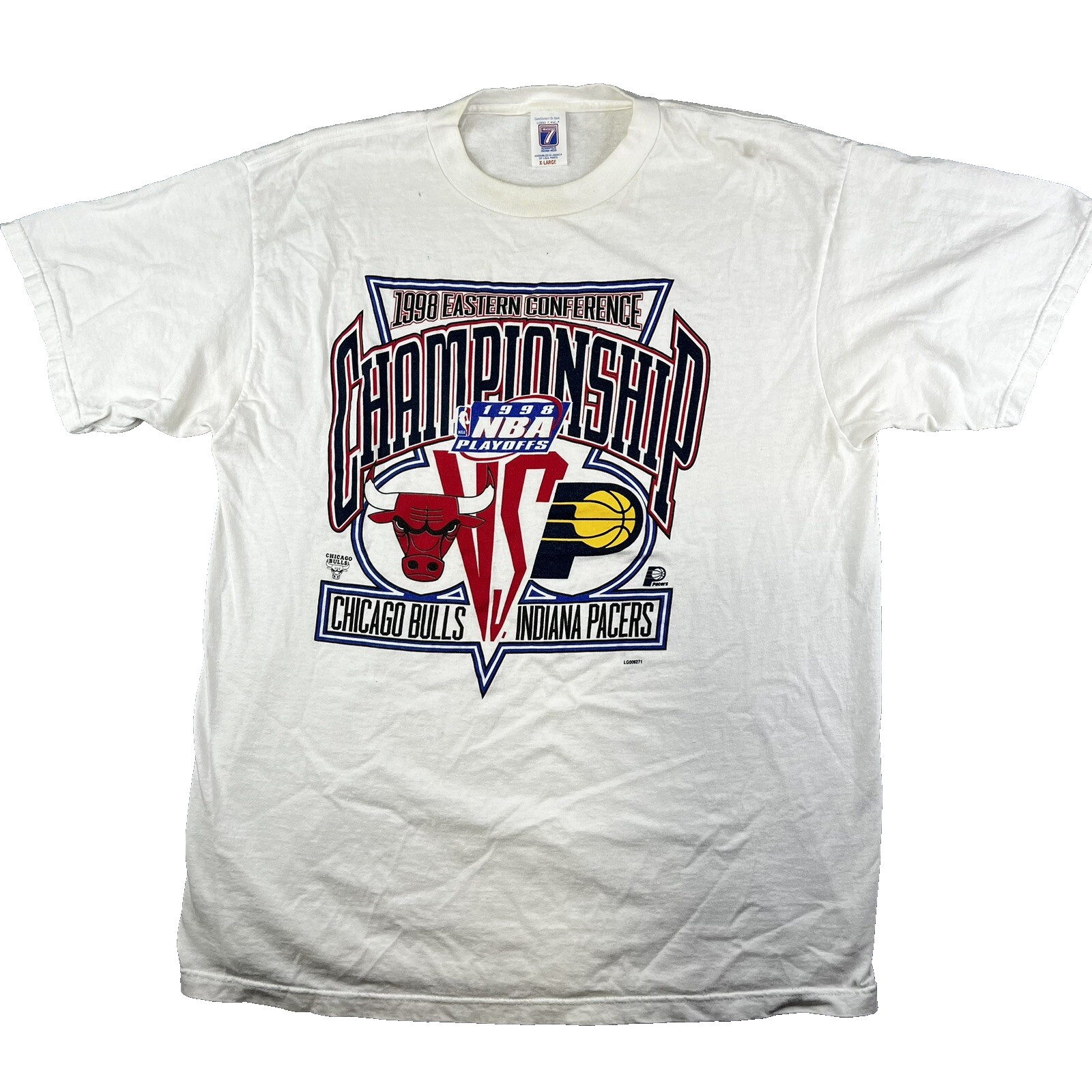 VTG 1998 Eastern Conference Championships Chicago Bulls Logo 7 Mens T-Shirt XL VTG 1998 Eastern Conference Championships Chicago Bulls Logo 7 Mens T-Shirt XL