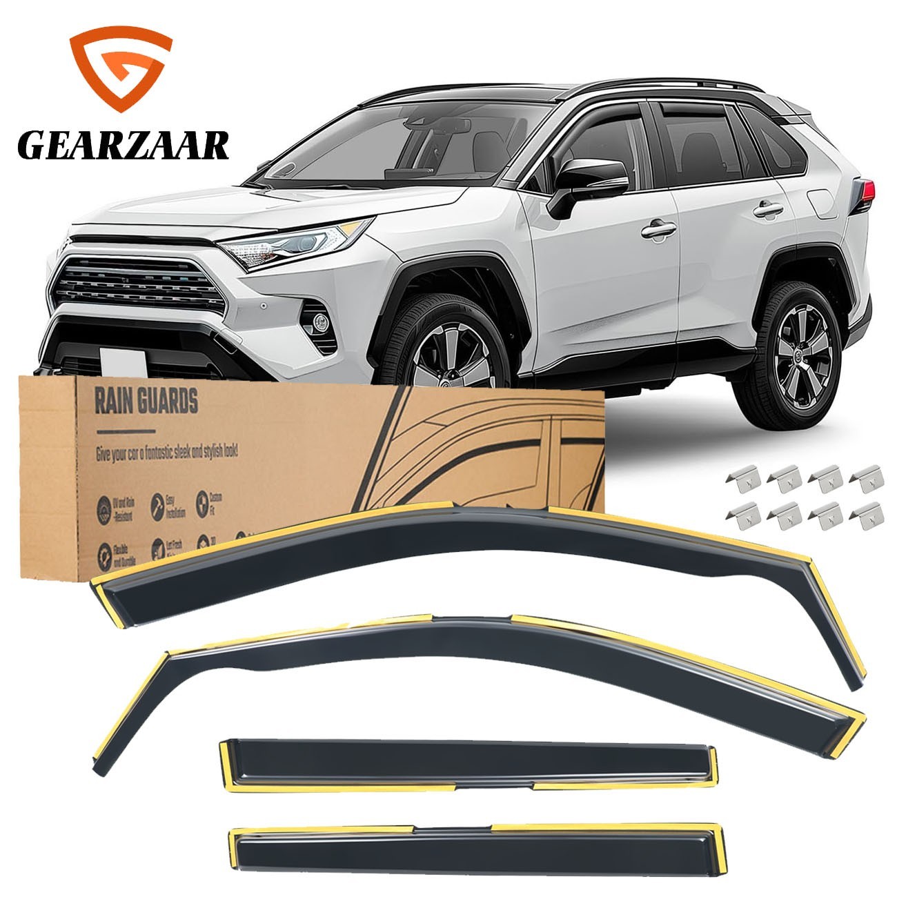 In-Channel Rain Guards For Toyota RAV4 2019-2025 Smoked Window Visors Deflectors