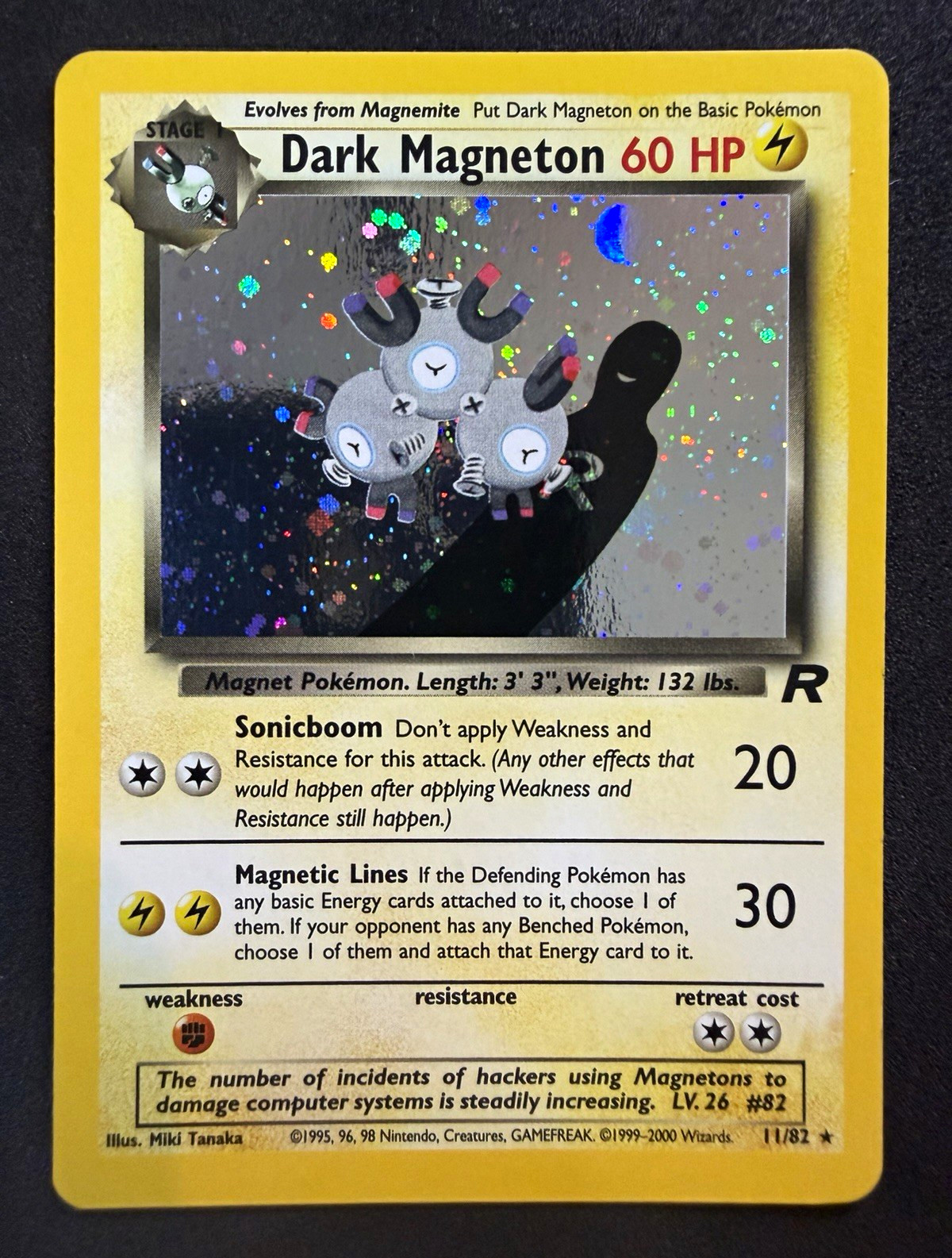 Dark Magneton #11/82 Team Rocket Holo Rare 2000 Unlimited Pokemon WOTC [LP]