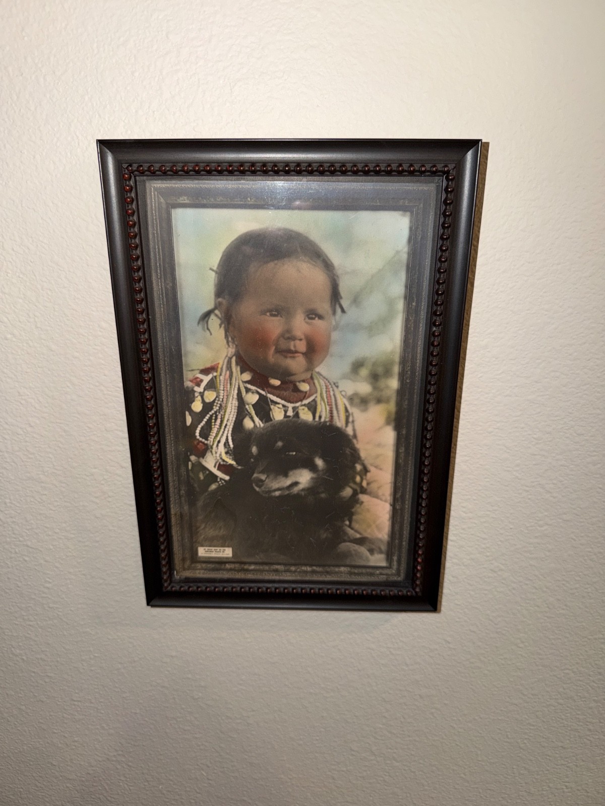 Antique Throssel Native American Child Dog Hand Colored Photo Northern Pacific R Antique Throssel Native American Child Dog Hand Colored Photo Northern Pacific R