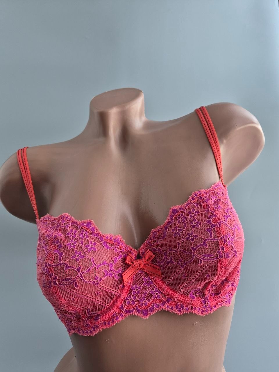 Chantelle Pink Purple Floral Lace Underwire Bra 75C 34C French Lingerie