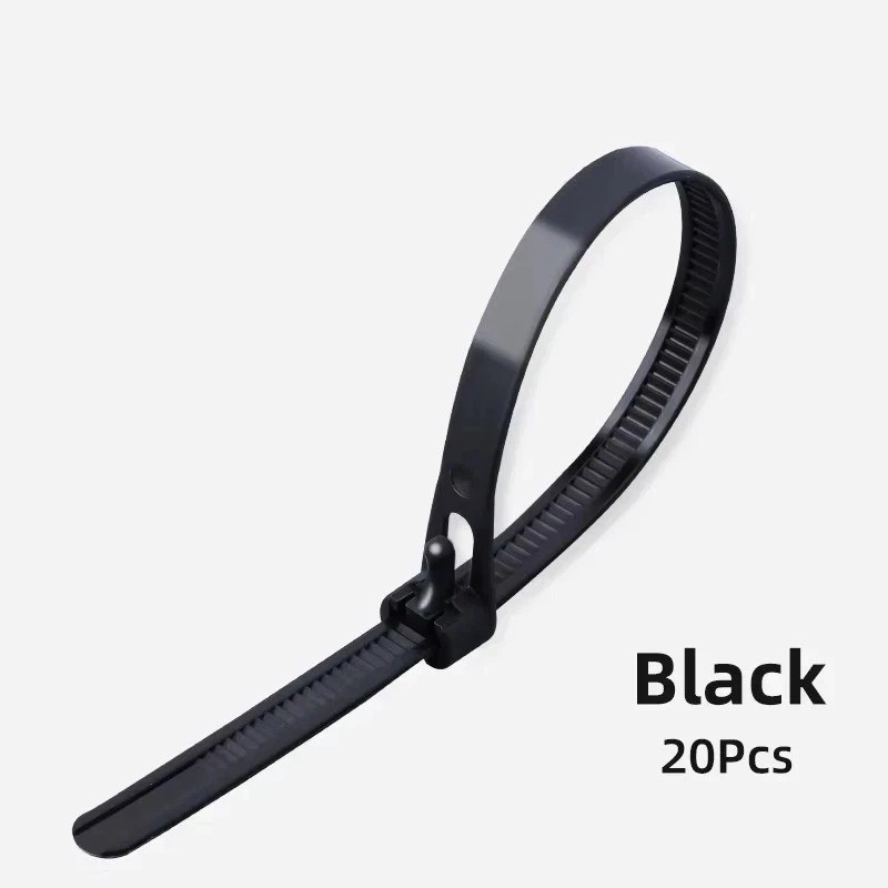 20 Pcs Reusable Cable Zip Ties Nylon Releasable Multi Size Adjustable
