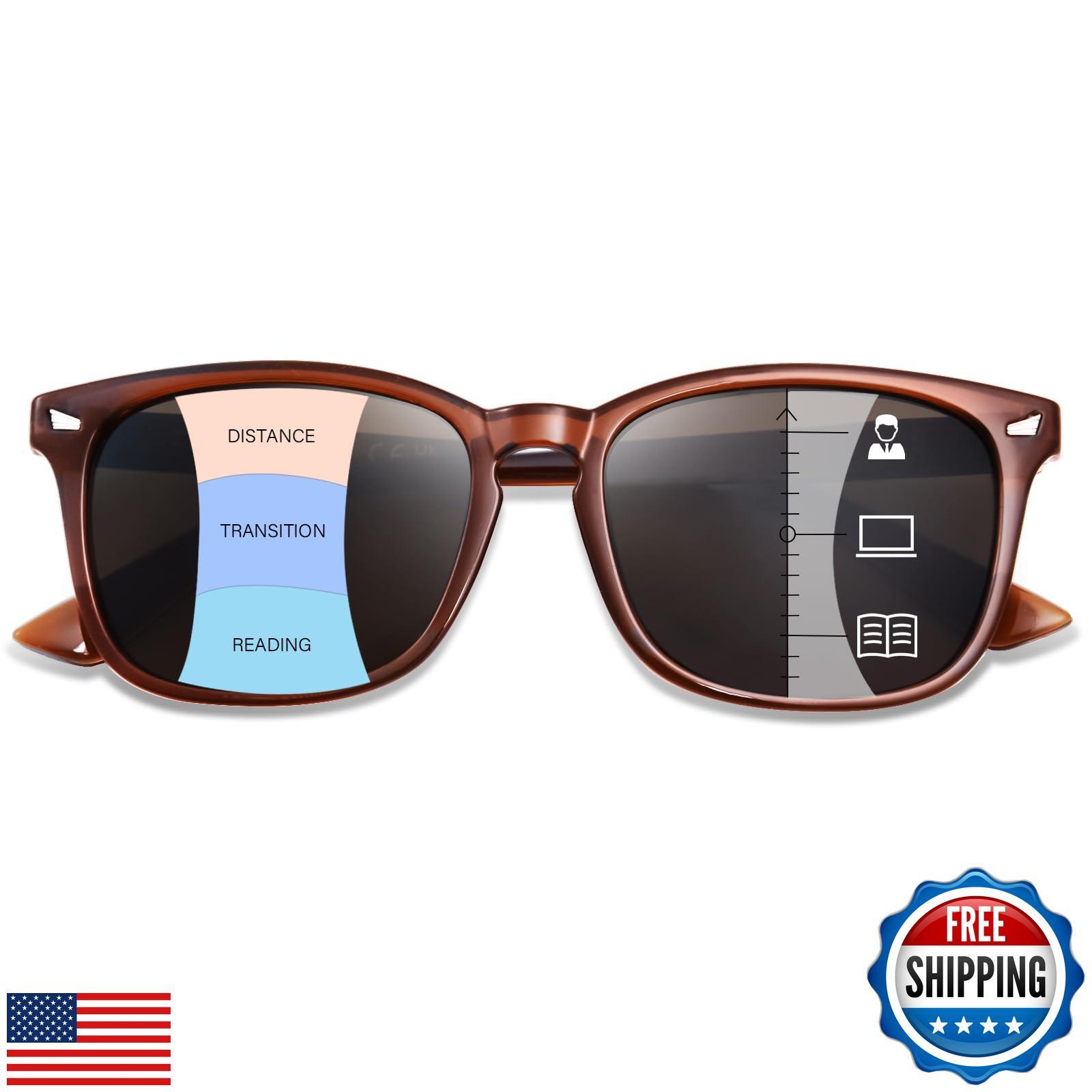 OPTOFENDY Progressive Sunglasses for Women, Square Reader Sunglasses with Spr OPTOFENDY Progressive Sunglasses for Women, Square Reader Sunglasses with Spr
