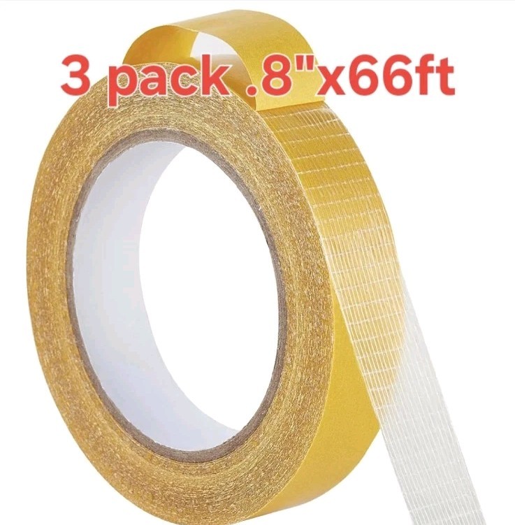 3 Pack, Double Sided Heavy Duty Fabric Mounting Tape, .8in X 66ft 3 Pack, Double Sided Heavy Duty Fabric Mounting Tape, .8in X 66ft