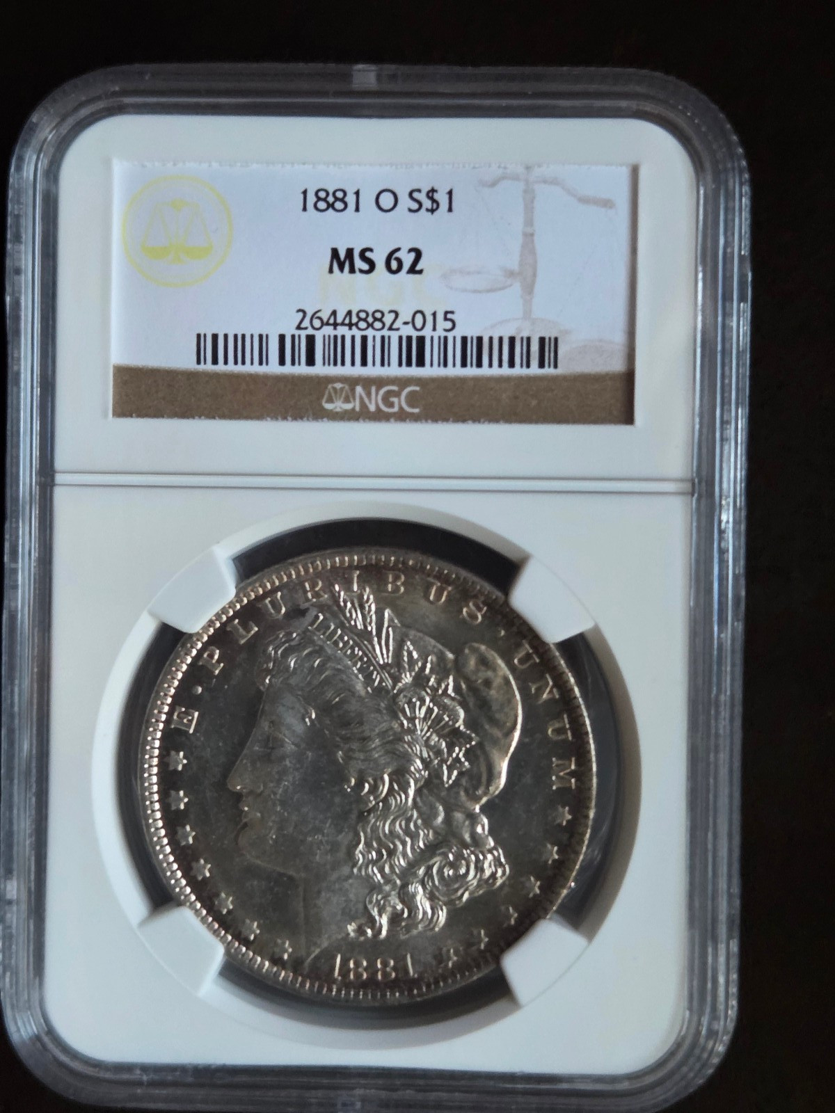 1881-O Morgan Silver Dollar Coin NGC MS62