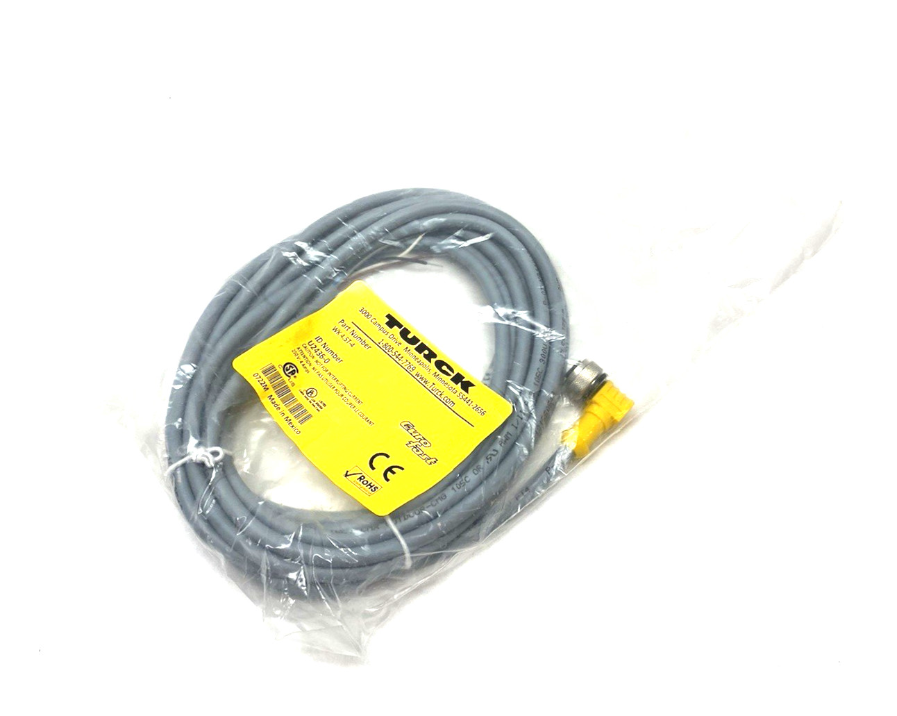 Turck WK 4.5T-4 Eurofast Single End Rt Angle Cordset U2436-0