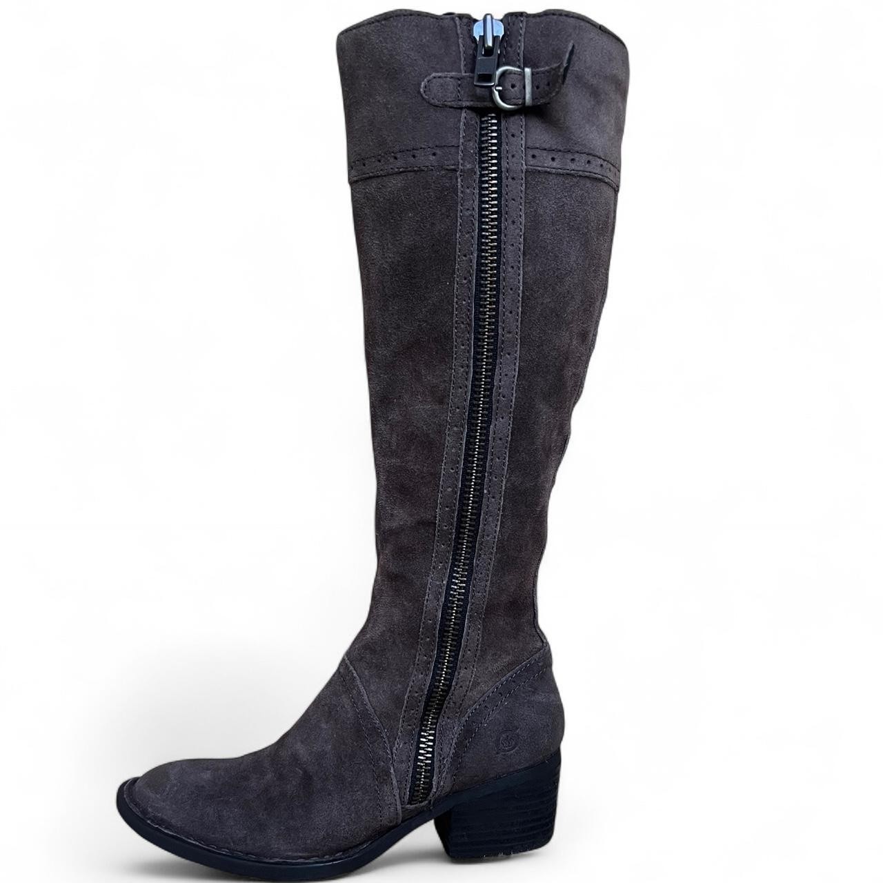 Born Poly distressed genuine suede knee-high boots in grey peltro size 6 Born Poly distressed genuine suede knee-high boots in grey peltro size 6