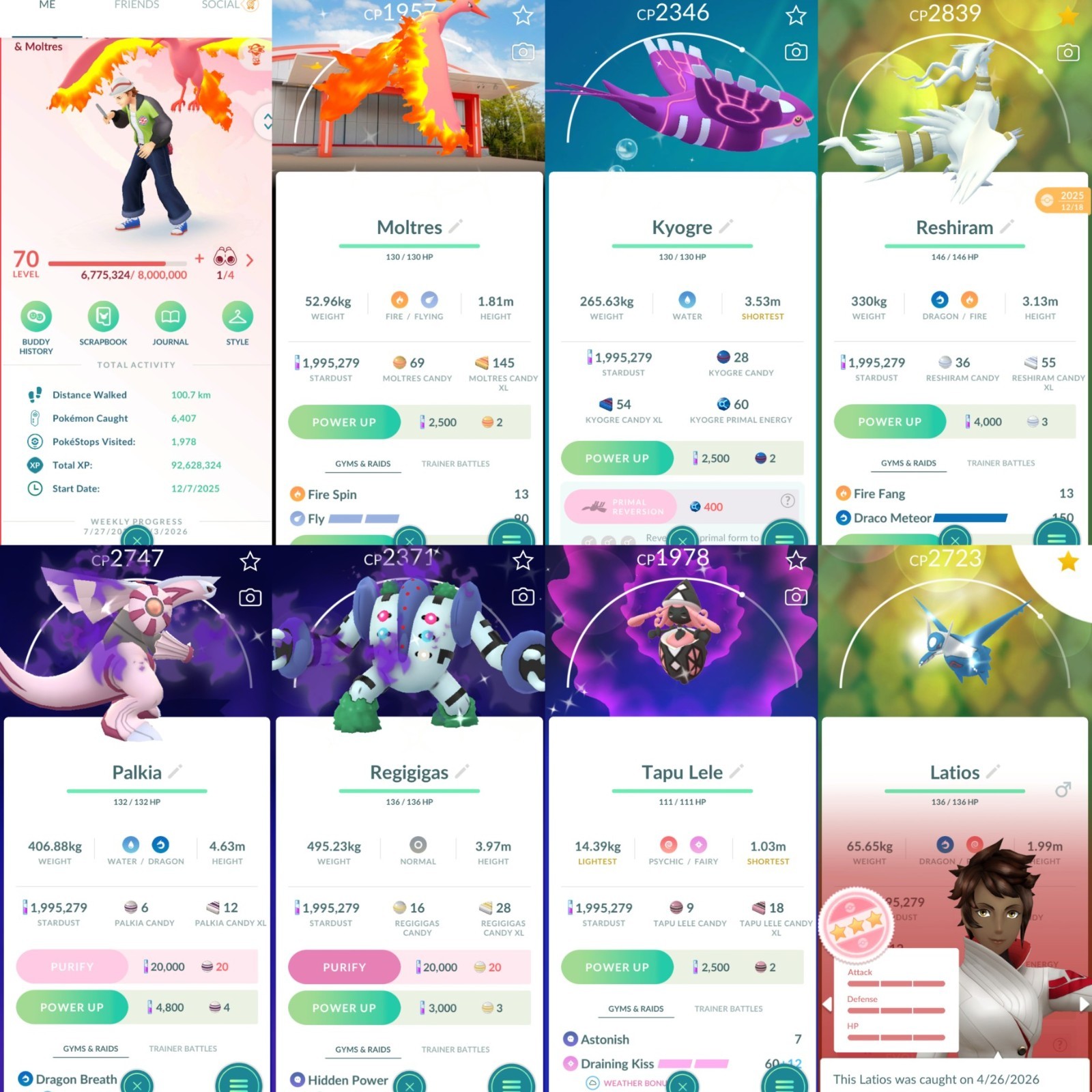 Pokemon Acc Go Lvl 70 141 Legendary /100 Shiny /4 Perfect