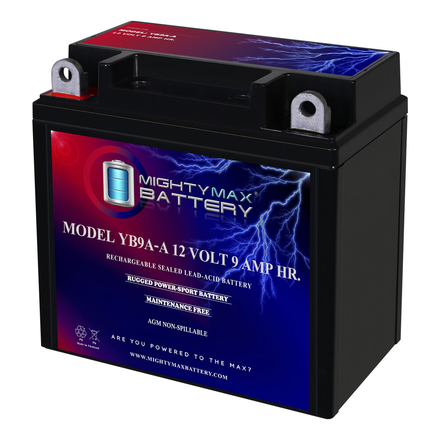 Mighty Max YB9A-A 12V 9AH Battery Replacement for Powersport YB9A-A Battery