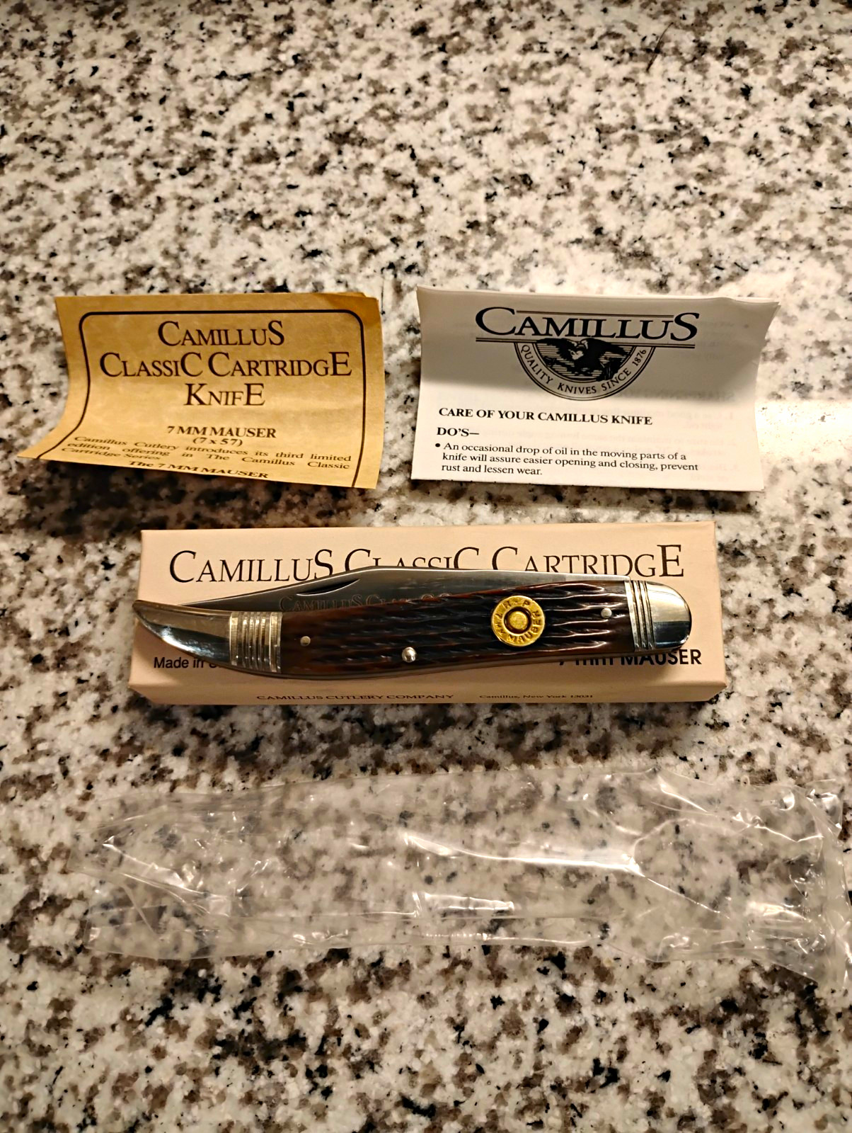 Camillus Classic Cartridge CCC-3 7mm Mauser Bone Handle Slipjoint Pocketknife