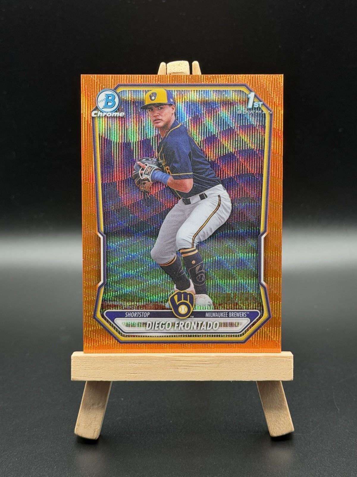 Diego Frontado 2026 Bowman Chrome BCP-161 Orange Wave 4/25 Brewers + Bonus