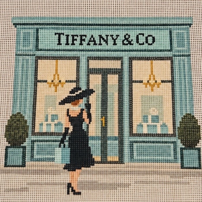 Breakfast At Tiffany\'s Needlepoint Canvas 18 Mesh 5.5x5.4 Breakfast At Tiffany\'s Needlepoint Canvas 18 Mesh 5.5x5.4